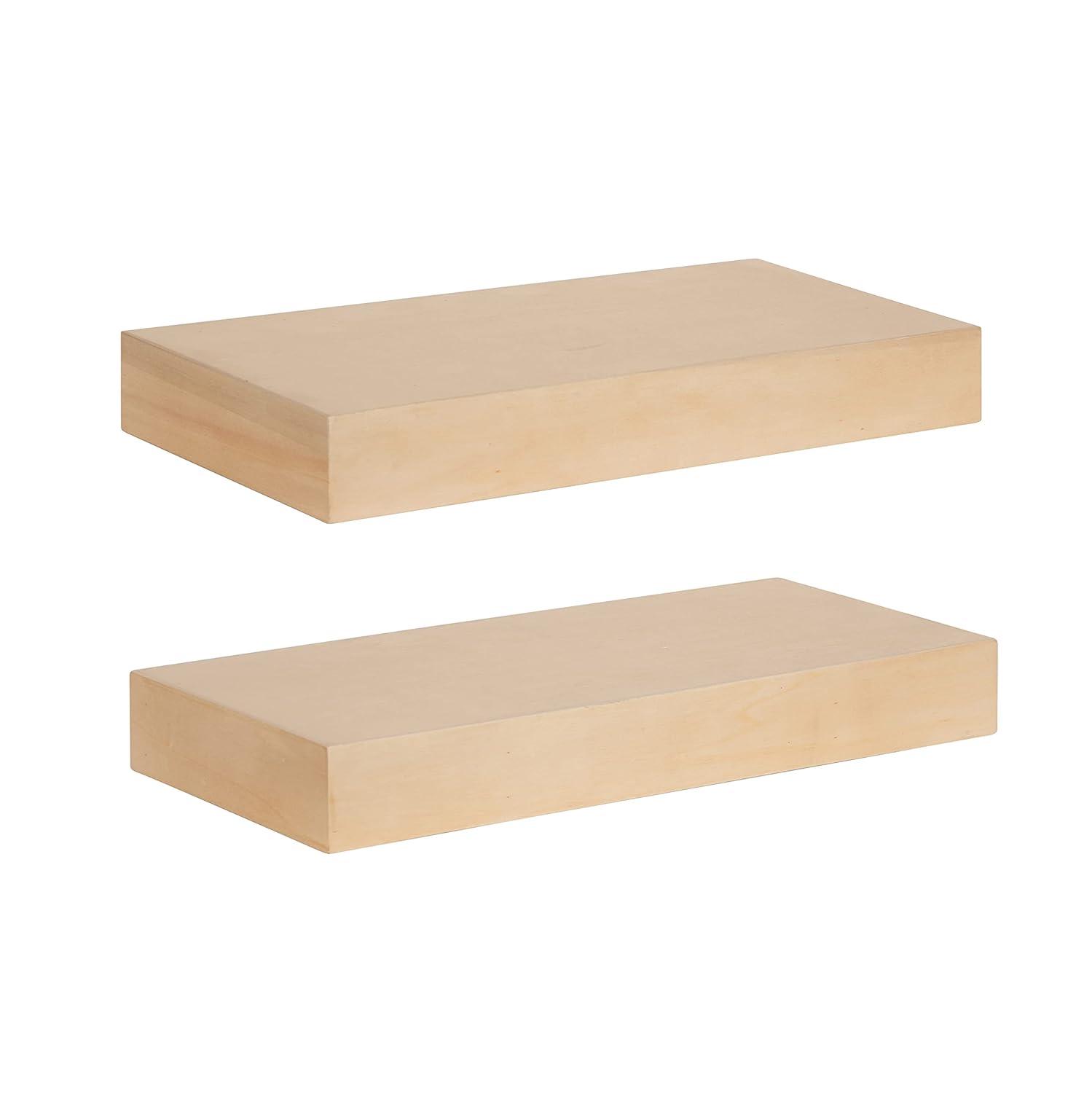 Kate and Laurel Havlock Rectangle MDF Floating Shelf, 2 Piece 18 Inch, Natural