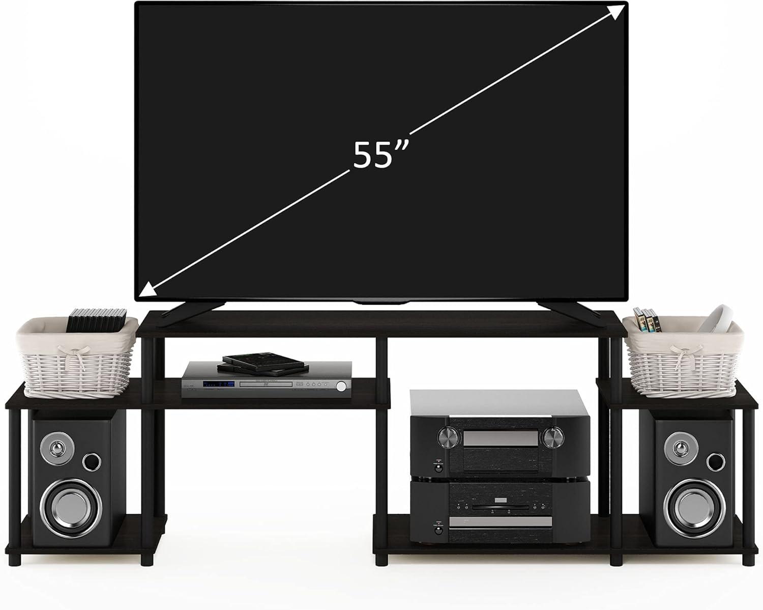 Furinno Turn-N-Tube Handel TV Stand for TV up to 55 Inch, Espresso/Black