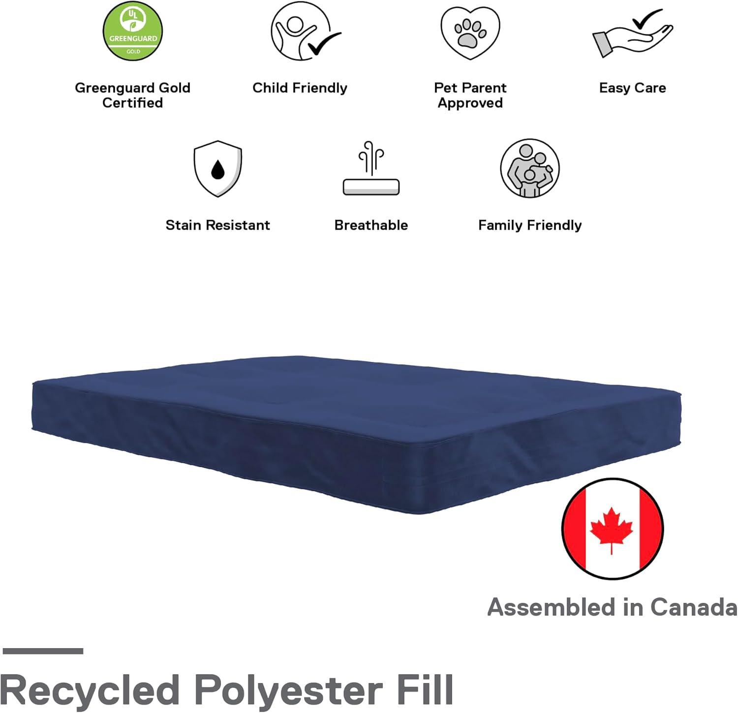 Full Blue Polyester Fill Futon Mattress with Microfiber Cover