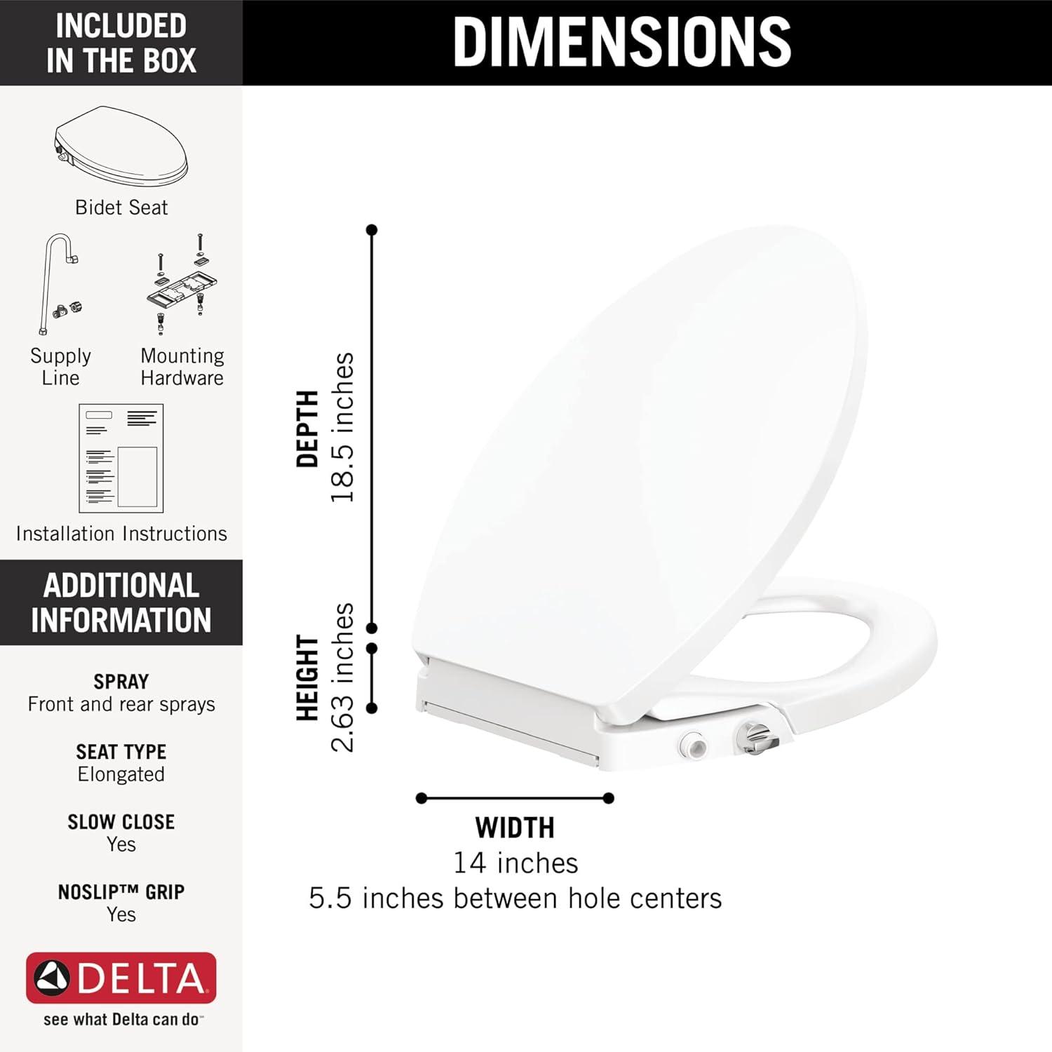 White Elongated Non-Electric Bidet Toilet Seat