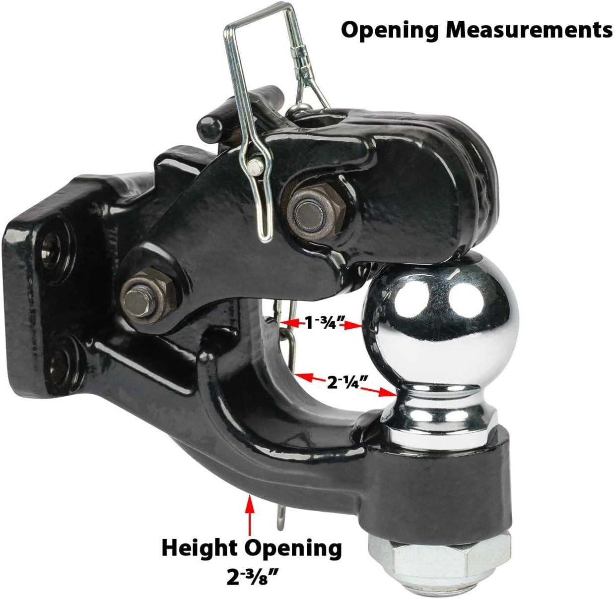 Mounting Plate With Pintle Hitch KIT: Mounting Plate With 8 Ton Pintle Hitch 2-5/16 inch Ball for Trailers Solid Steel, for 2" Hitch reciever