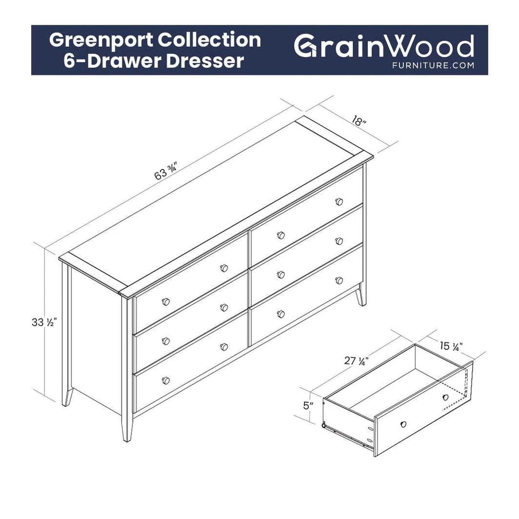 Greenport Solid Wood 63.75'' W 6 - Drawer Dresser