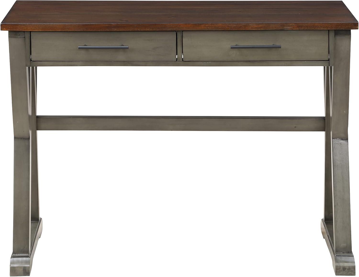 Jericho Slate Gray Rustic Wood Writing Desk with Drawers