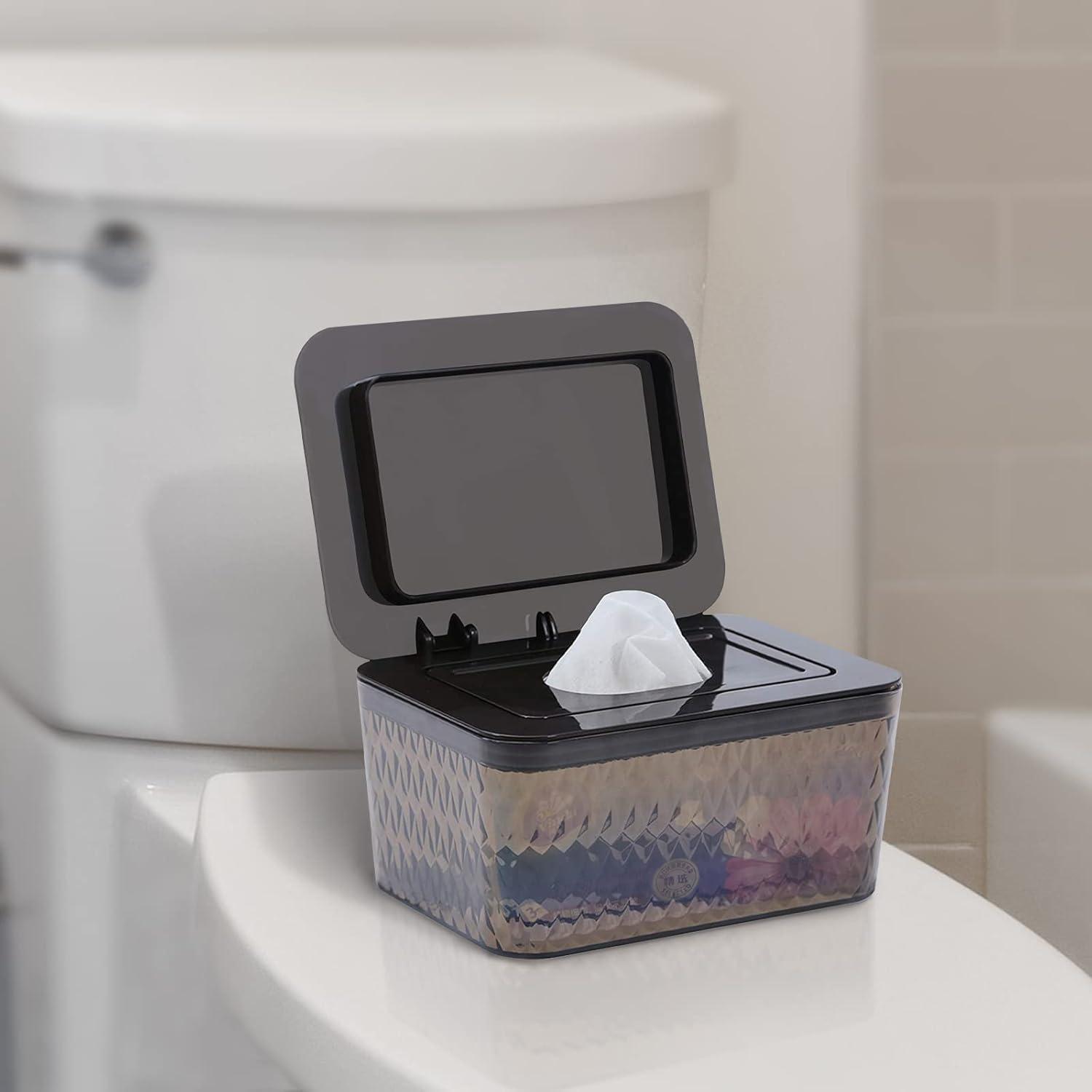 Hswt Wipes Dispenser Seal-Designed Wipe Dispenser Holder Wipes Case Box for Bathroom Keep Wipes Fresh, Dust-Proof & Non-Slip (6.7"x 4.7"x3.35")