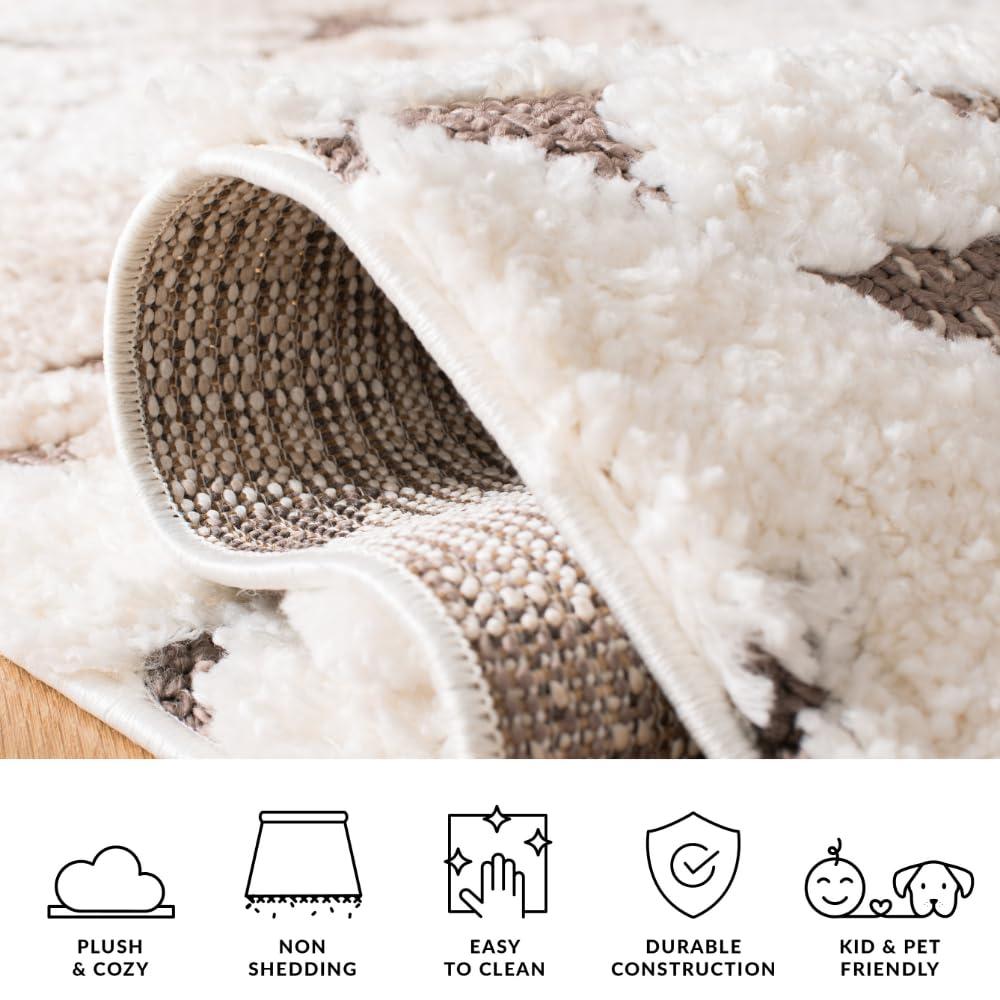 Moroccan Tassel Shag MTS688 Power Loomed Indoor Area Rug - Ivory/Brown - 5'3"x7'6" - Safavieh