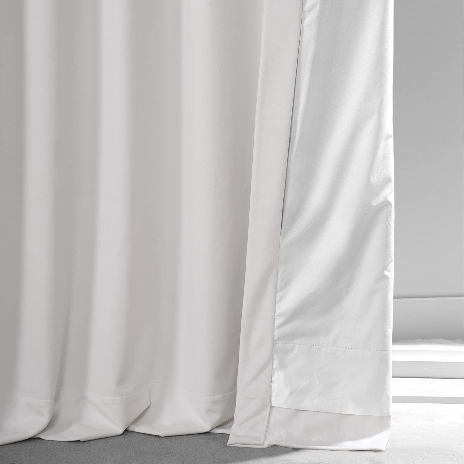 Half Price Drapes Signature Misty White Plush Velvet Hotel Blackout Curtains (1 Panel), 50W X 108L