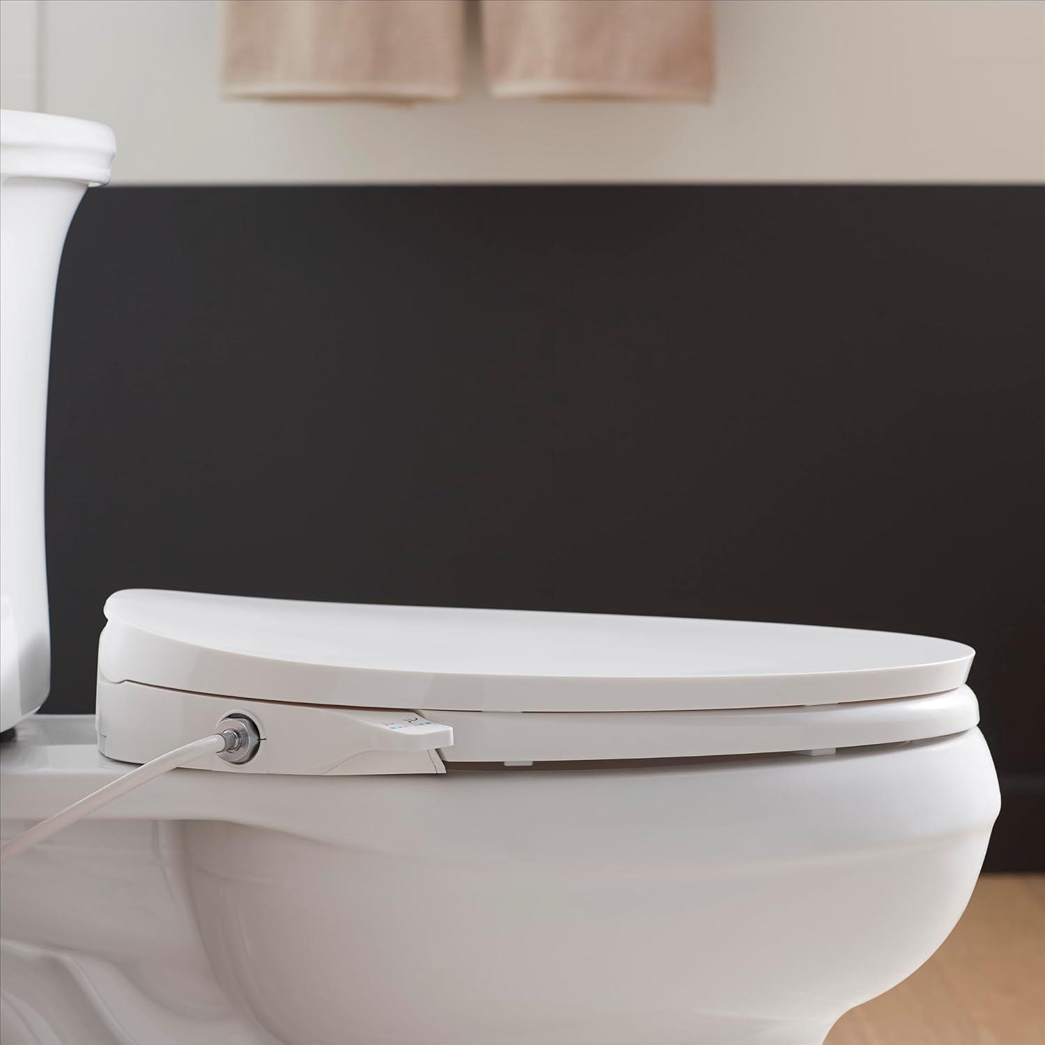 Purewash M300 Elongated Manual Bidet Toilet Seat, Non-Electric Bidet with Adjustable Bidet Sprayer