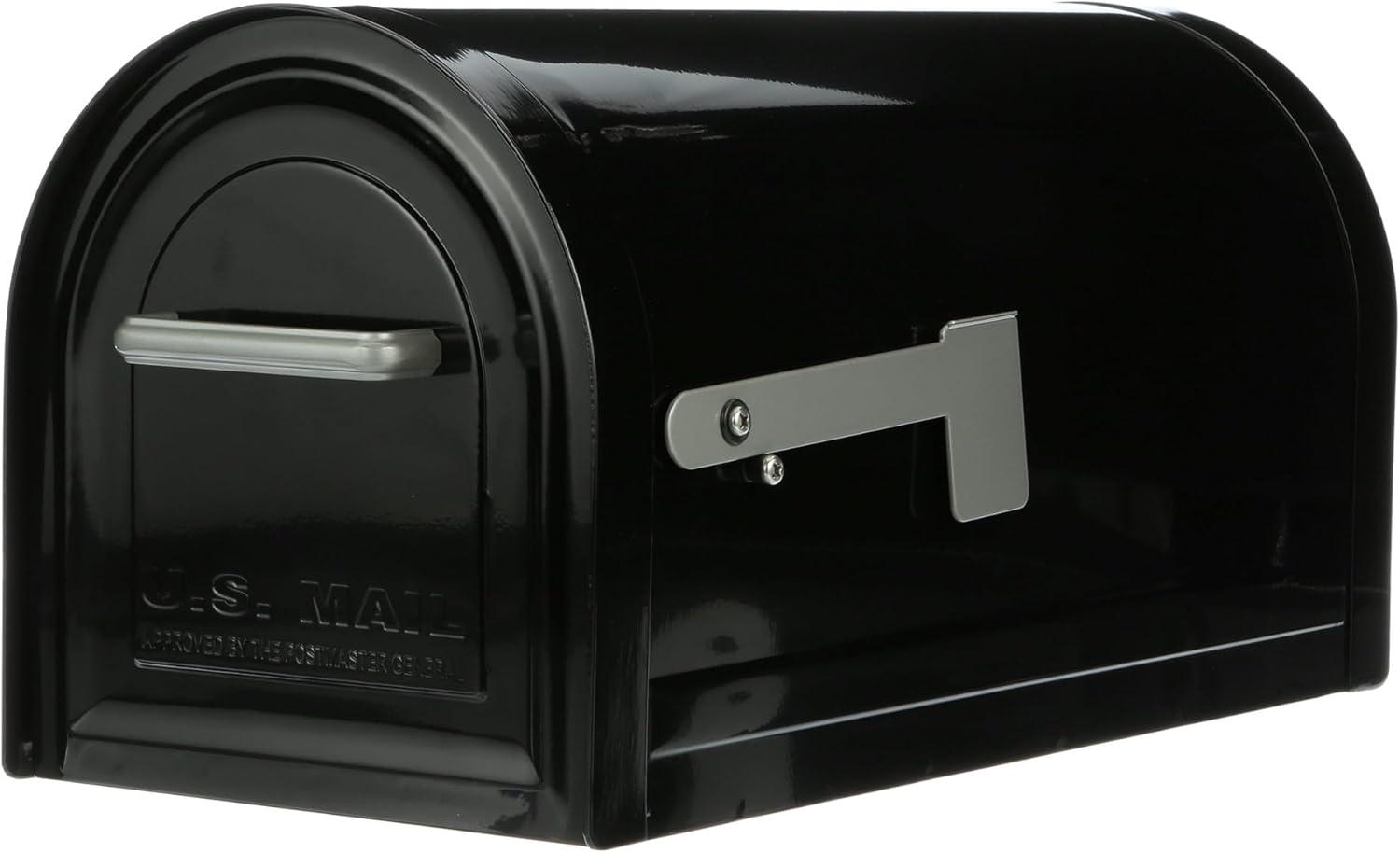 Large Black Lockable Steel Post-Mount Mailbox