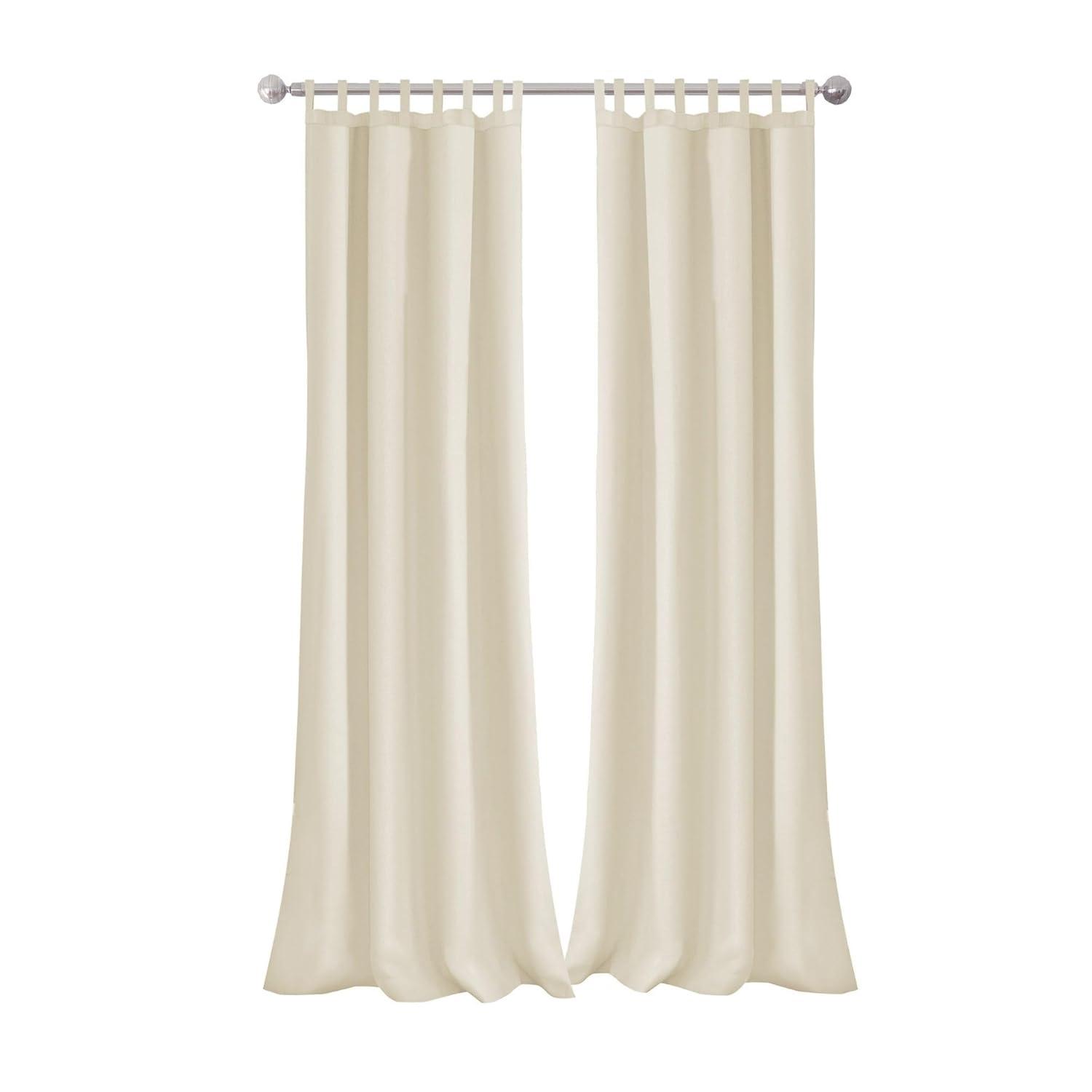 Matine Solid Tab Top Indoor/Outdoor Single Window Curtain for Patio, Porch, Cabana - 52 x 95 - Ivory - Elrene Home Fashions