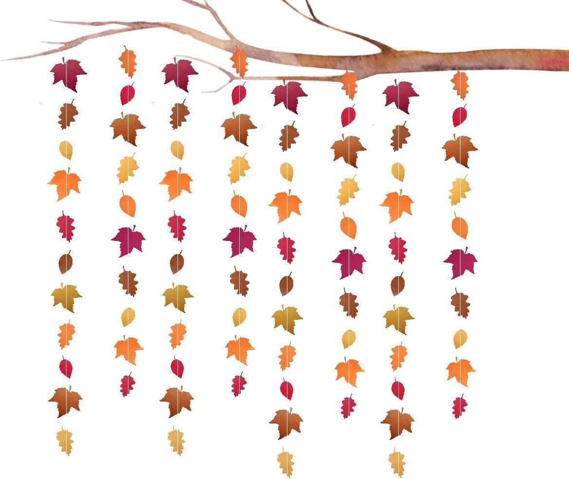 Autumn Theme Garland Fall Bunting Banners Autumn Leaf Paper Garland Hanging Streamers Thanksgiving Party Decoration for Baby Shower Kids Room Classroom Showcase Holiday Wedding