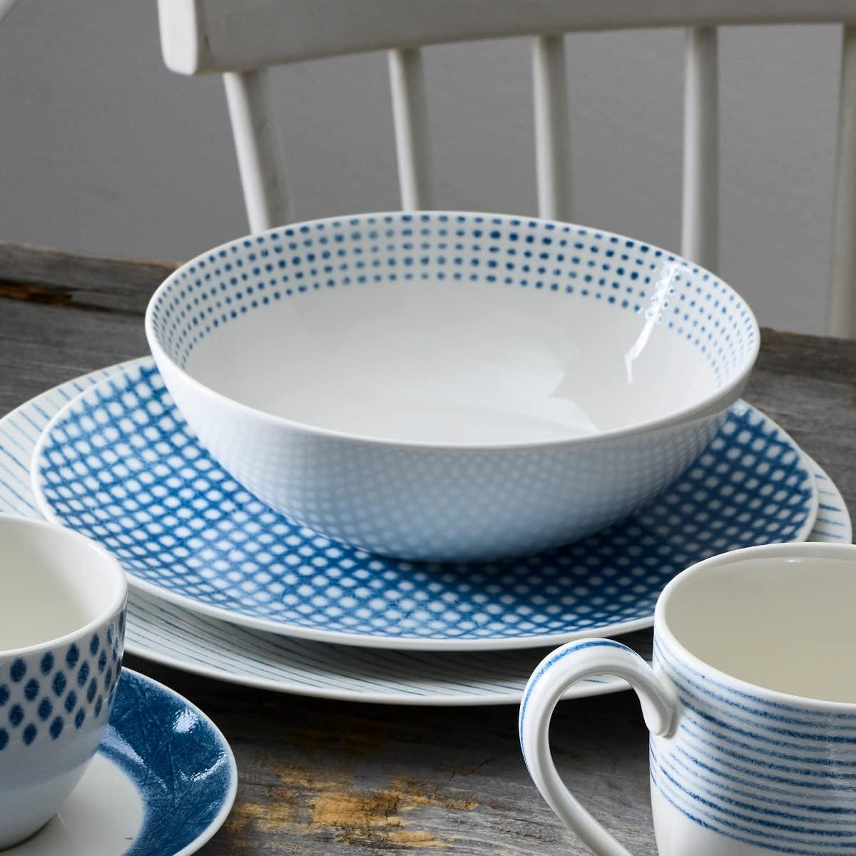 Blue and White Porcelain 12-Piece Dinnerware Set, Service for 4