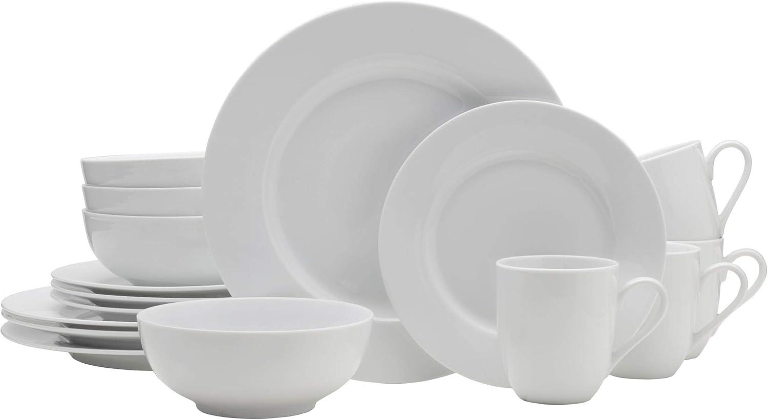 White Porcelain 16-Piece Dinnerware Set for 6