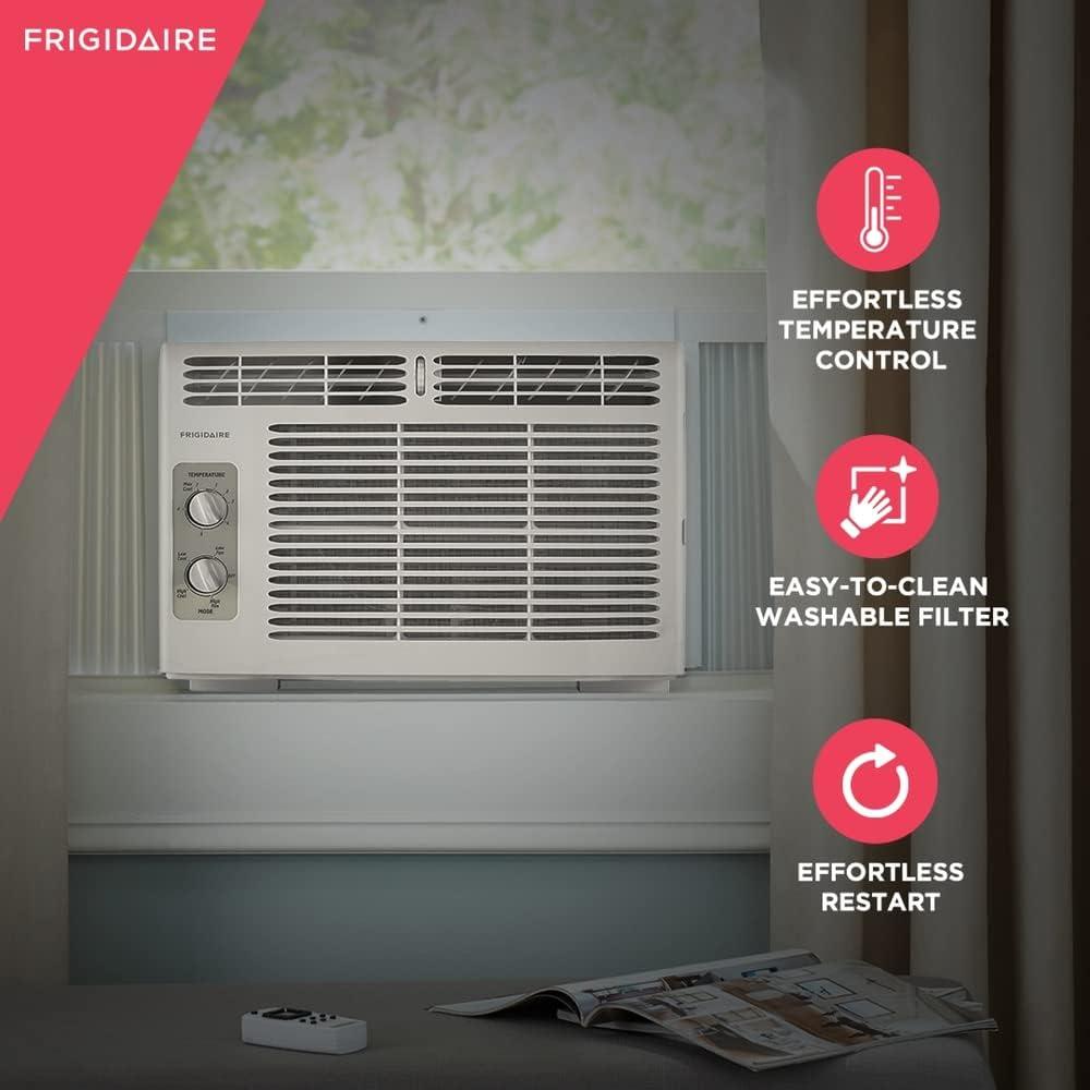 White 5000 BTU Window-Mounted Air Conditioner with Antimicrobial Mesh Filter