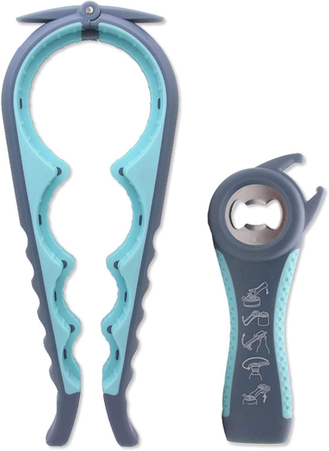 Bottle Opener for Arthritic Hand,Jar Opener for Old People, Children, Women, Those with Weak Hands,Multifunctional Kitchen Gadgets (02-Blue)