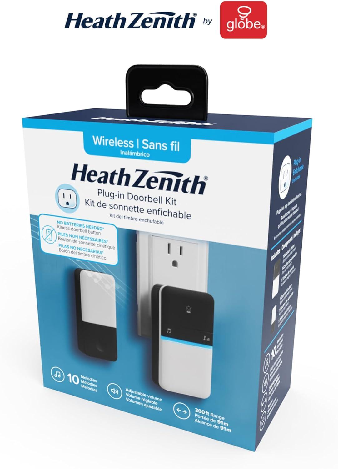 Heath Zenith Piezo Black/White Plastic Wireless Door Chime Kit