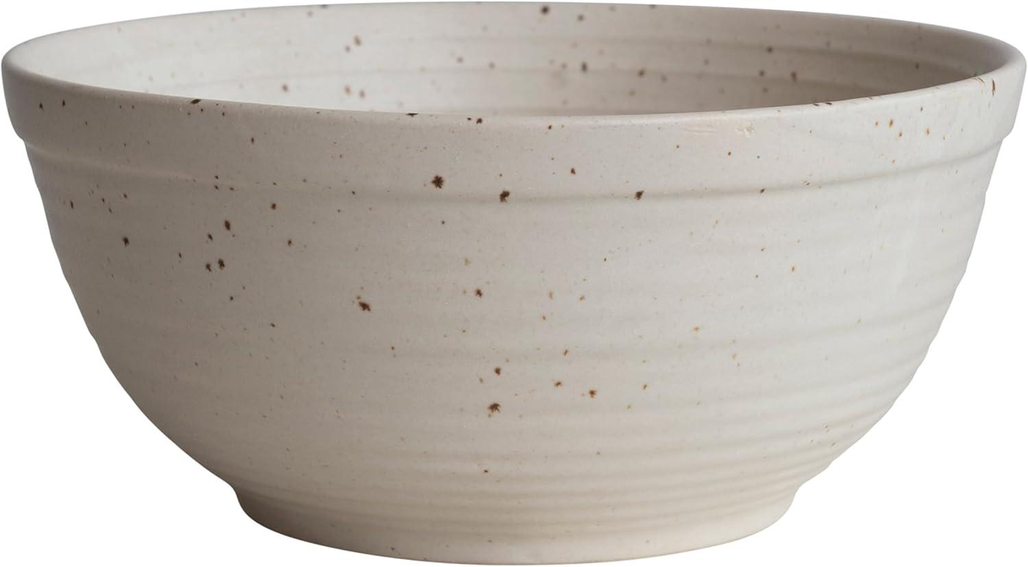 Creative Co-Op Farmhouse Stoneware Bowl, White Speckled Glaze