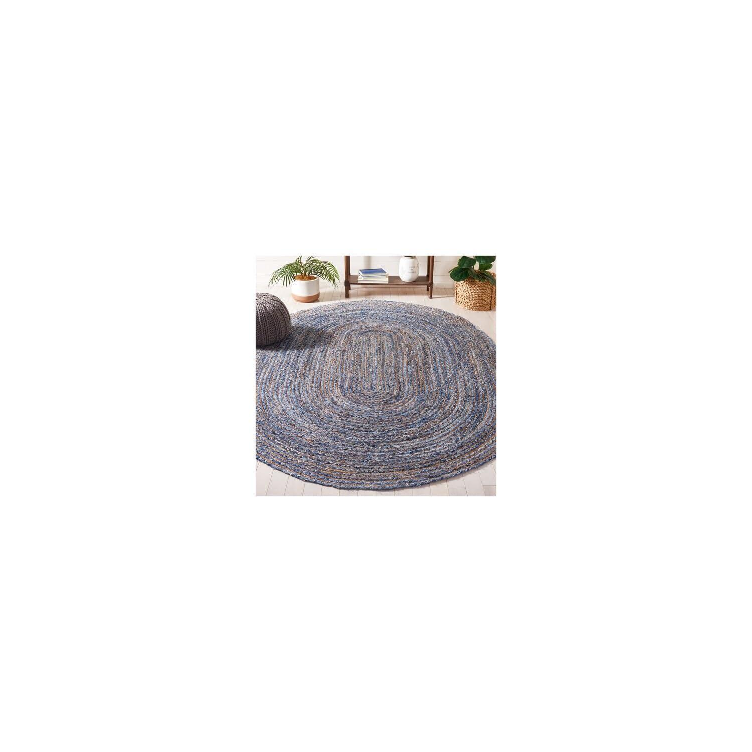 Cape Cod CAP202 Woven Indoor Accent Rug - Blue/Natural - 3'x5' Oval - Safavieh