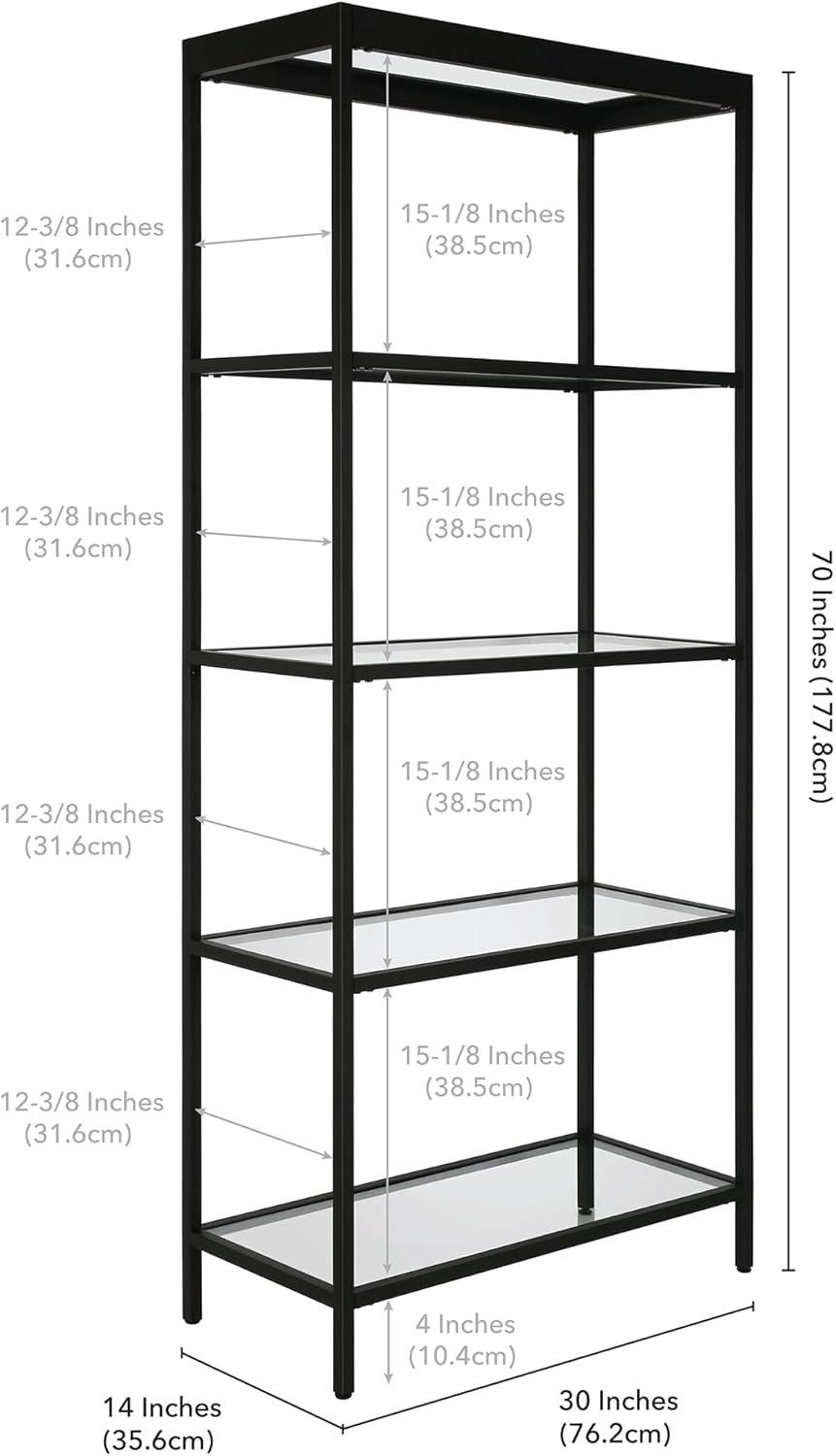 Evelyn&Zoe Alexis 30" Wide Rectangular Bookcase, Blackened Bronze