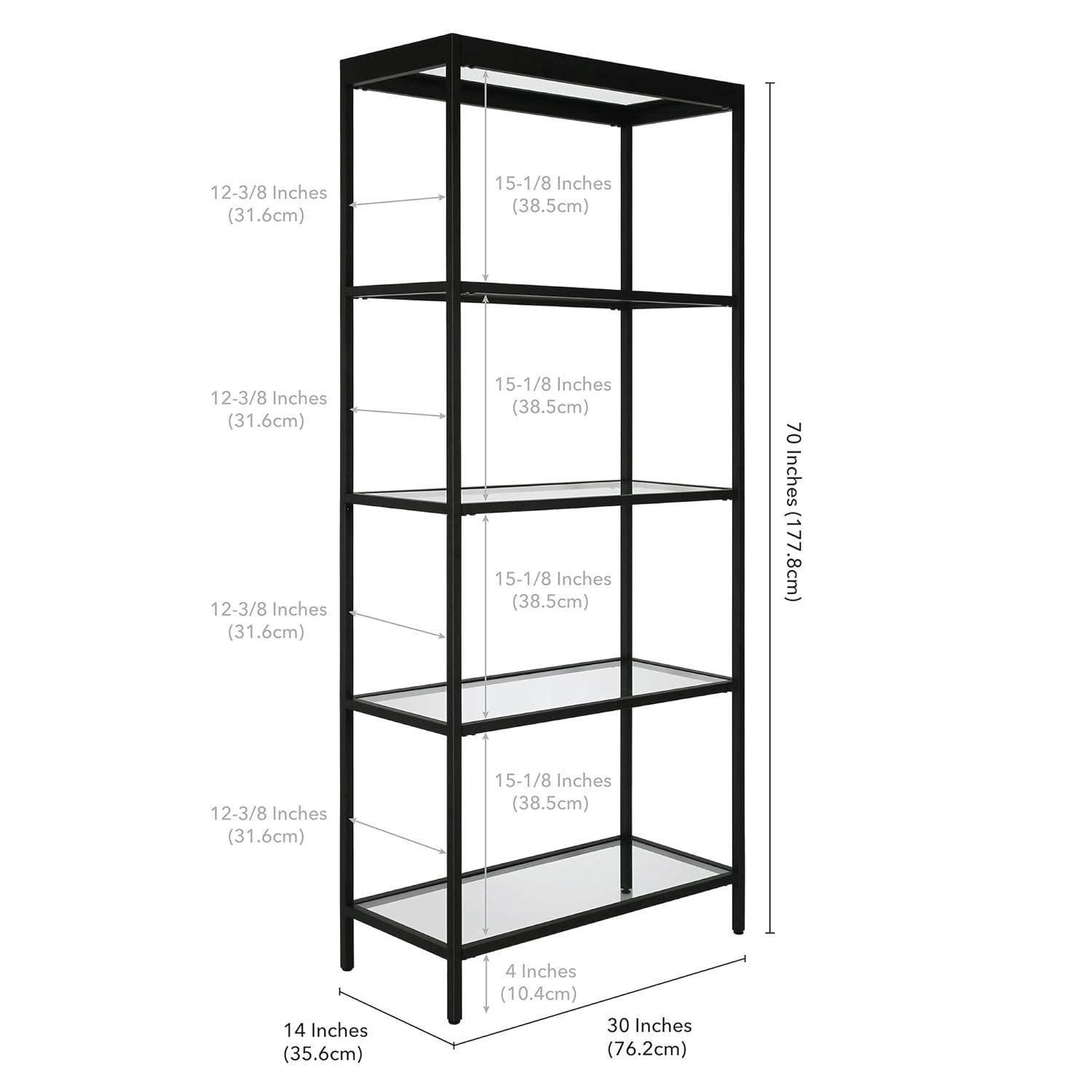 Evelyn&Zoe Alexis 30" Wide Rectangular Bookcase, Blackened Bronze