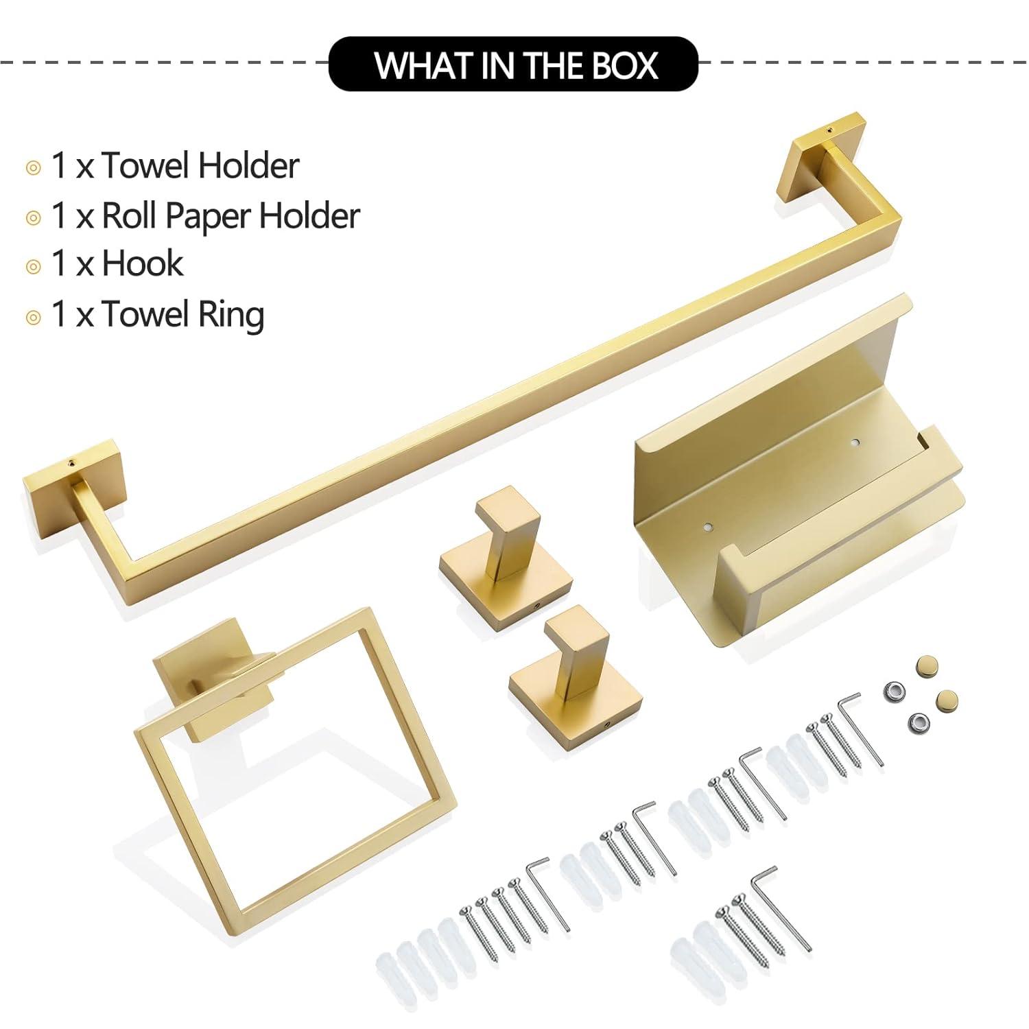 SHANRUGUOJI 5 Pieces Bathroom Hardware Accessories Set Towel Bar Set Wall Mounted,Stainless Steel XJ1-W121963548