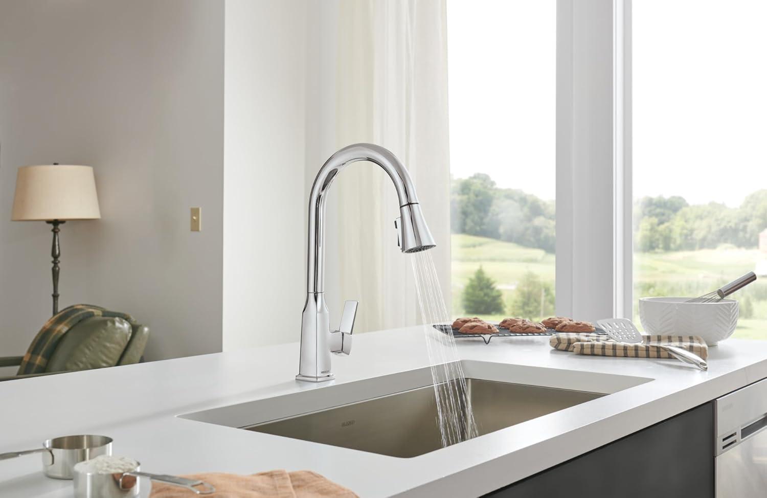 Ezra Polished Chrome Pull-Down Kitchen Faucet with Spray