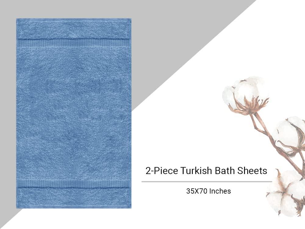 Cotton Super Soft and Absorbent Towels (2-Piece Bath Sheet Towel, Wedgwood), 35" x 70"