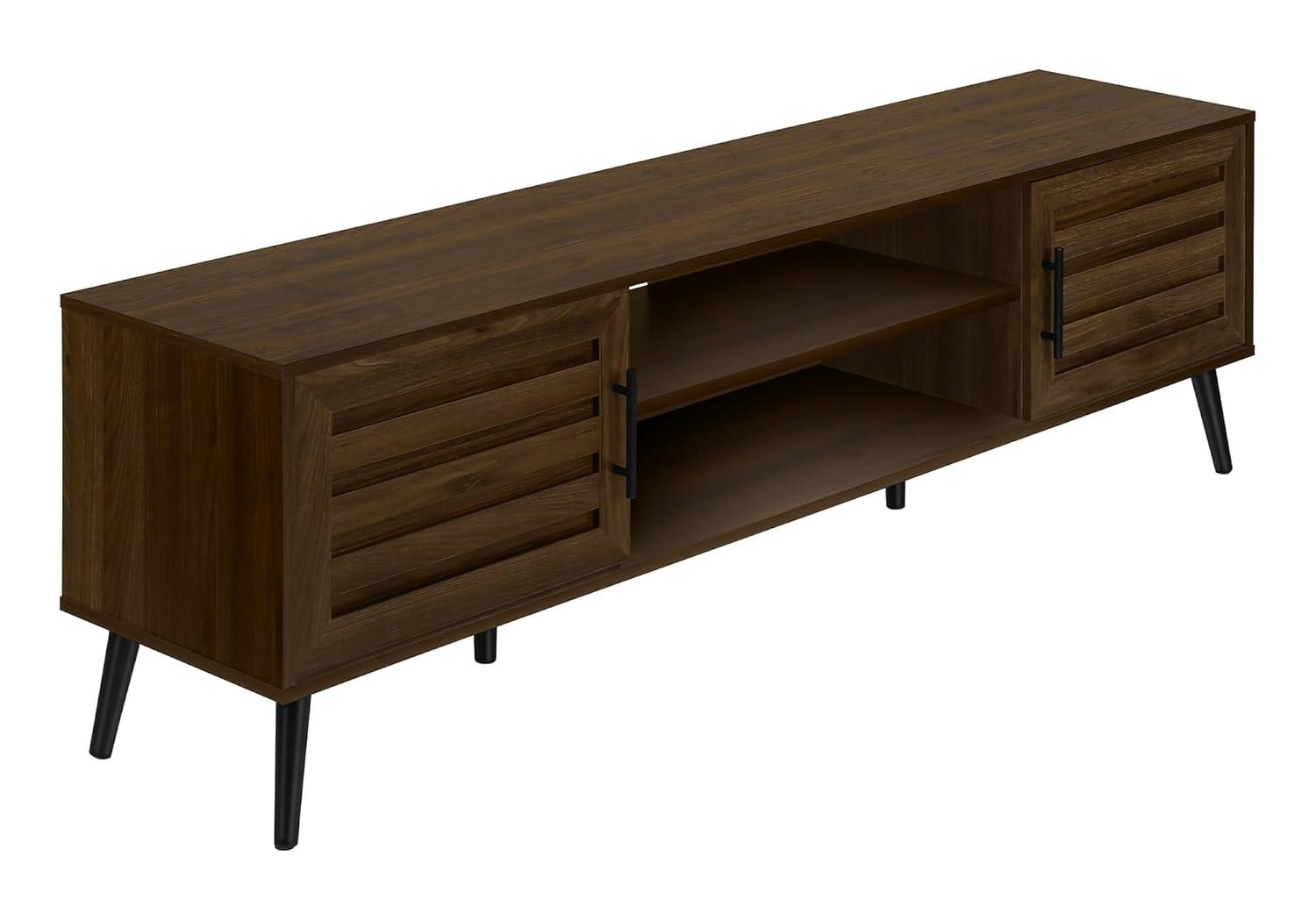 Monarch Specialties Tv Stand 72 Inch Console Media Entertainment Center Storage Cabinet Brown Laminate Black Wood Legs Transitional