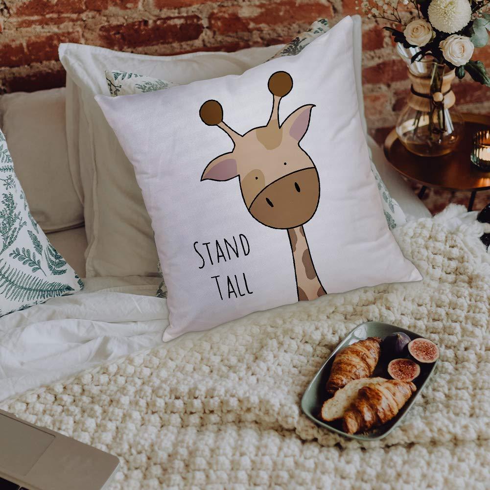 Cartoon Animal Pillow Covers Kids Pillowcase 18×18 Inch Set of 4 Throw Pillow Covers Set Cotton Throw Cushion Case for Sofa Couch Home Decor School Cushion Case(Hippo, Giraffe, Lion, Crocodile)