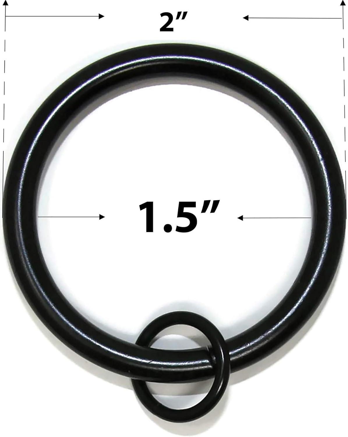 Black Solid Metal Curtain Rings with Eyelet, Set of 14