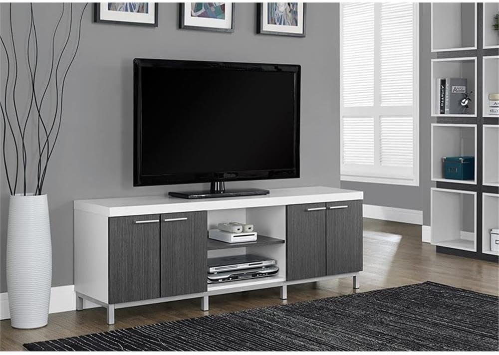 Monarch Specialties TV STAND - 60L / WHITE / GREY