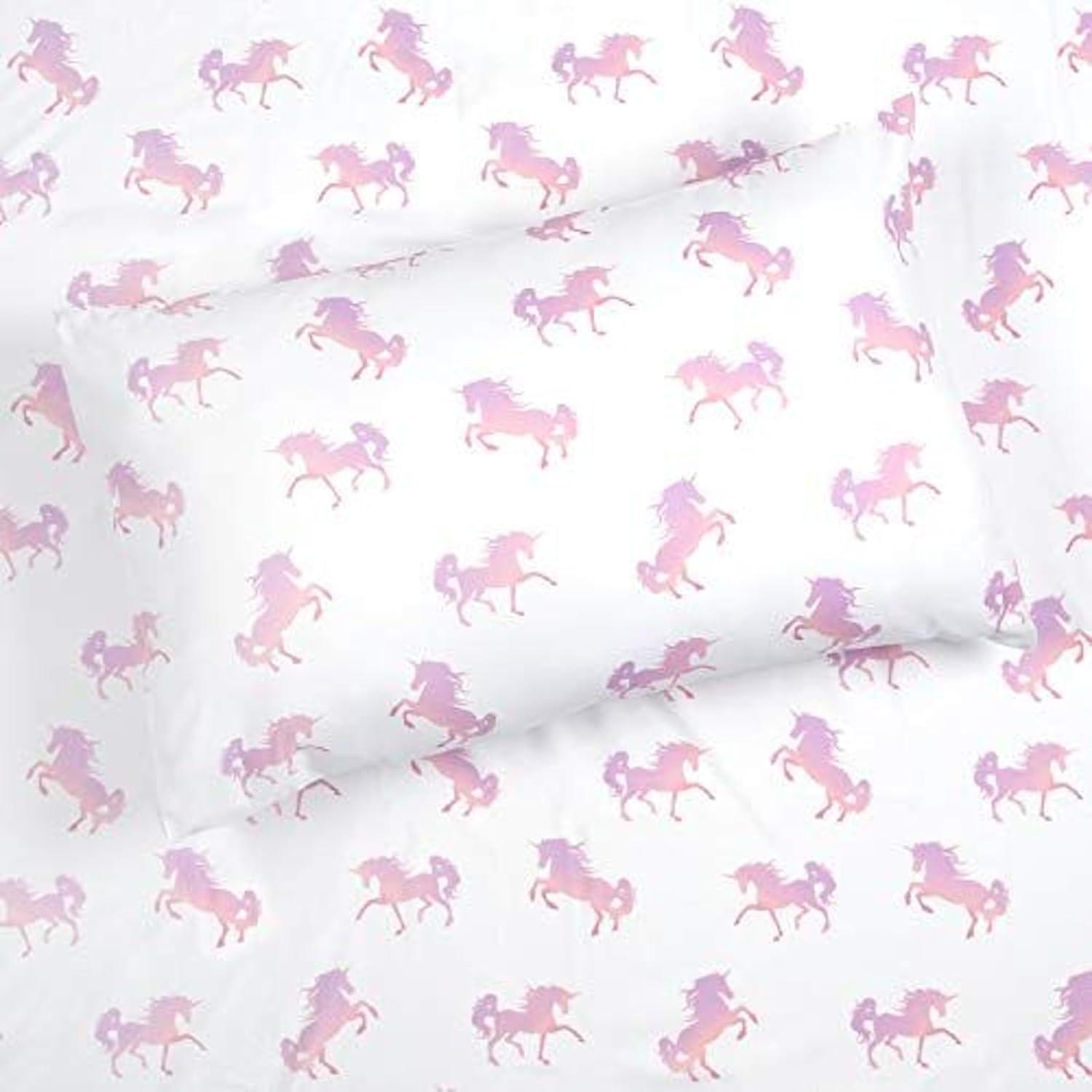 Tadpoles 4-Piece Shaded Unicorn Sheet Set | 1 Full Flat Sheet, 1 Full Fitted Sheet & 2 Queen Pillowcases