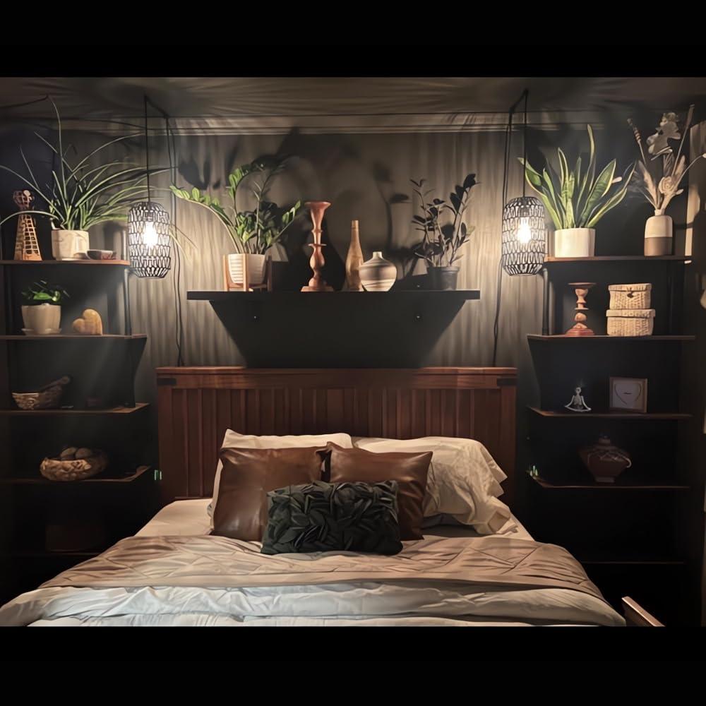 5 Shelf Industrial Pipe Shelving, Black Modern Bookcase Bookshelf, Wall Mount Ladder Shelf with Metal Frame Display Selves