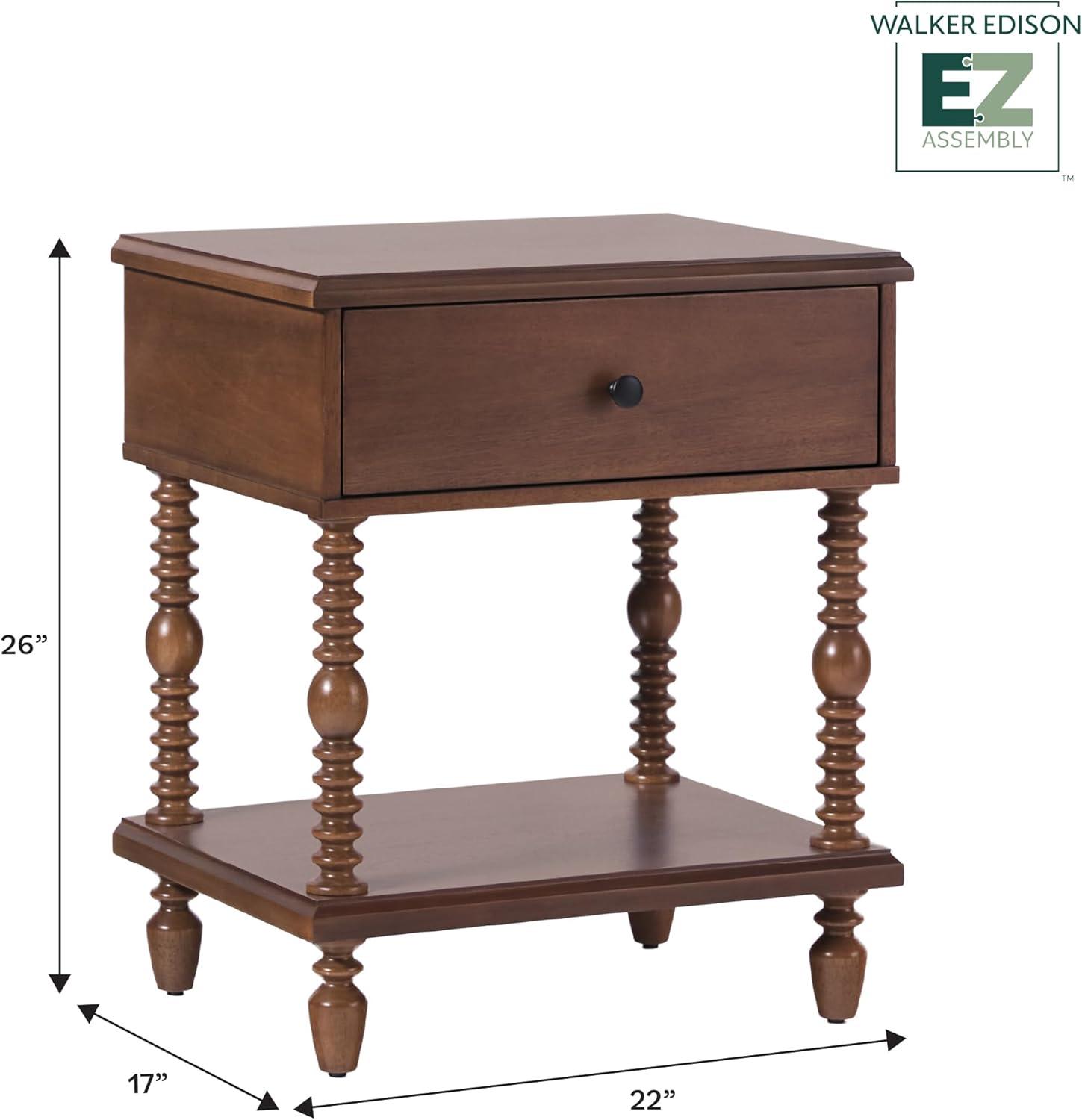 Vivienne Easy Assembly Solid Wood Spindle 1-Drawer Nightstand (Set of 2)