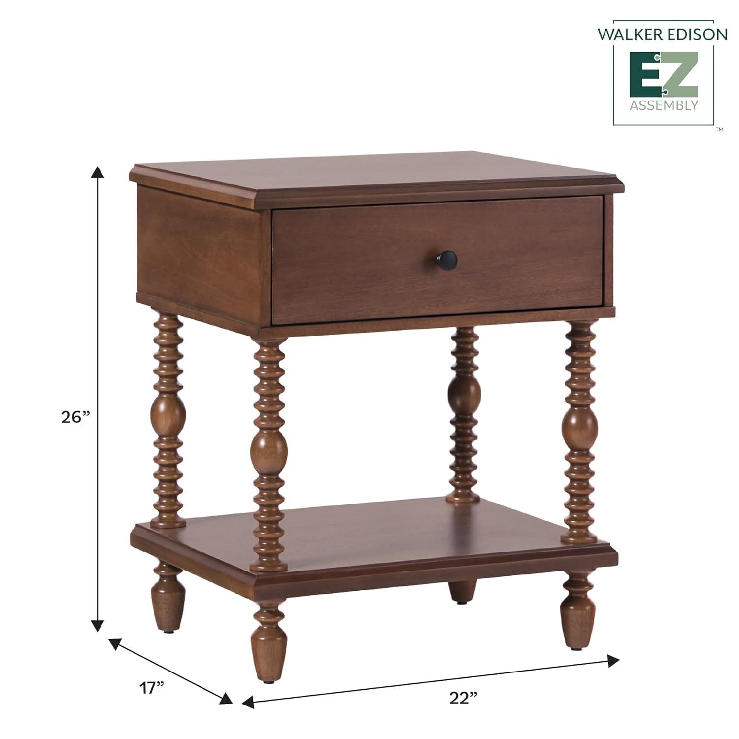 Vivienne Easy Assembly Solid Wood Spindle 1-Drawer Nightstand (Set of 2)