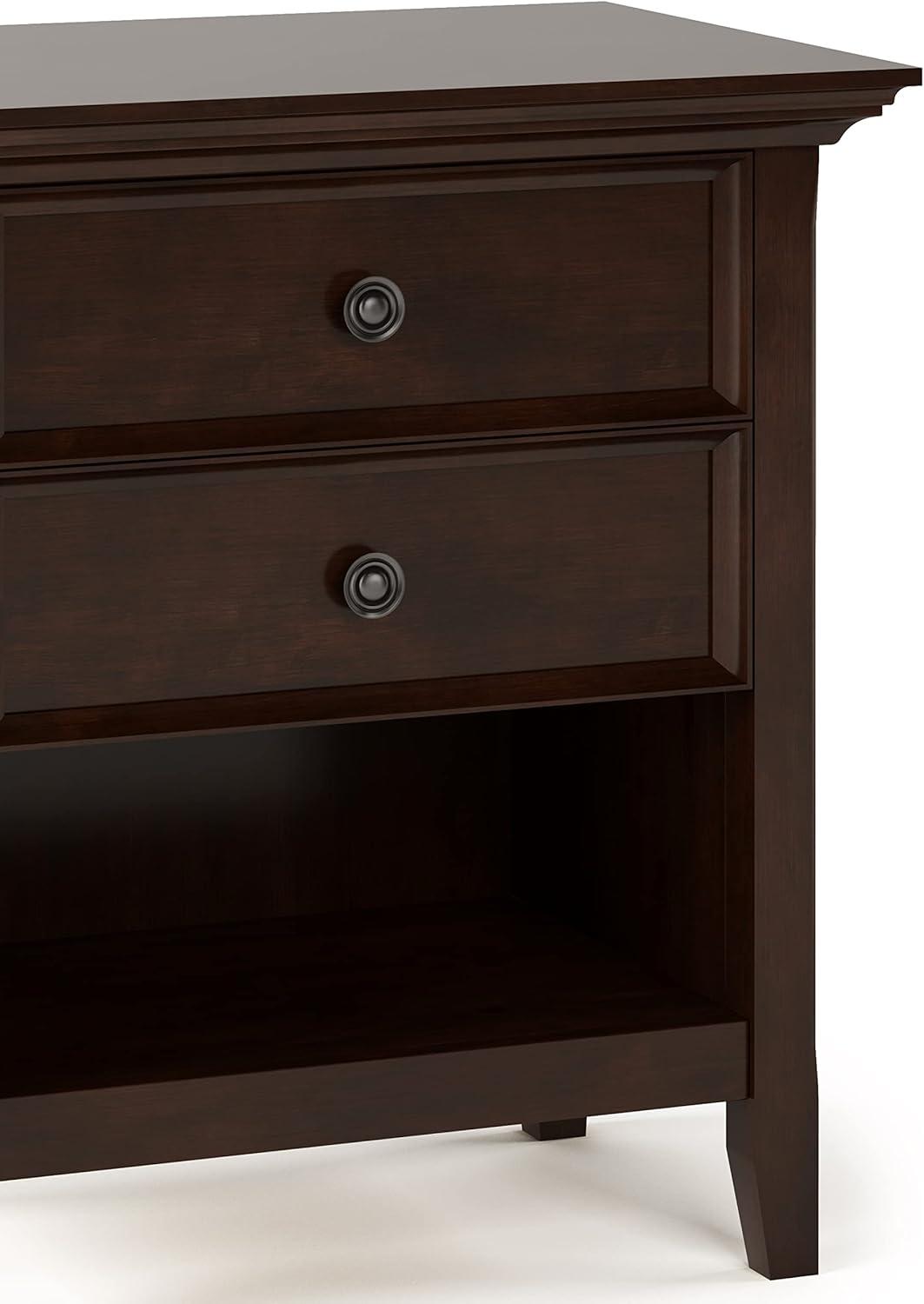 Simpli Home Amherst SOLID WOOD 24 inch Wide Traditional Bedside Nightstand Table in Russet Brown