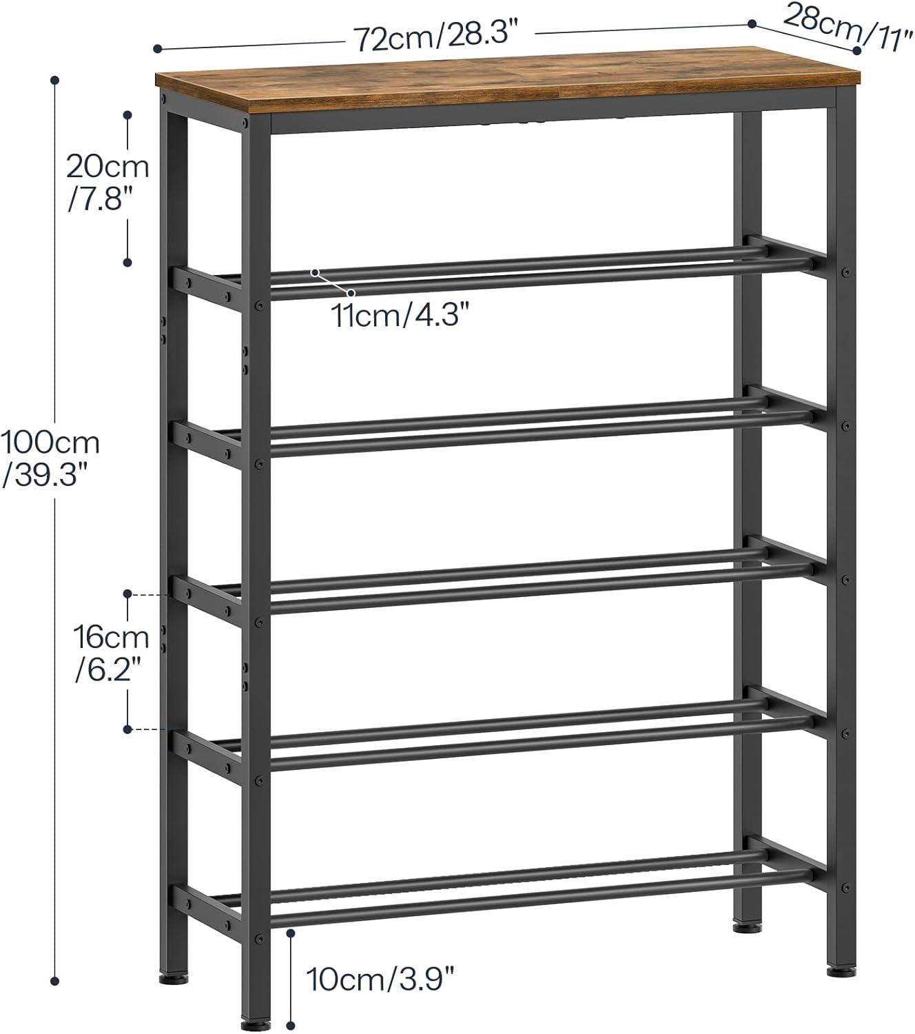 Shoe Rack, 6-Tier Shoe Organizer, for 18-24 Pairs of Shoes, Large Capacity Shoe Storage Shelf, Durable and Stable, for Entryway, Closet, Hallway, Dorm Room, Industrial, Rustic Brown BF67XJ01G1