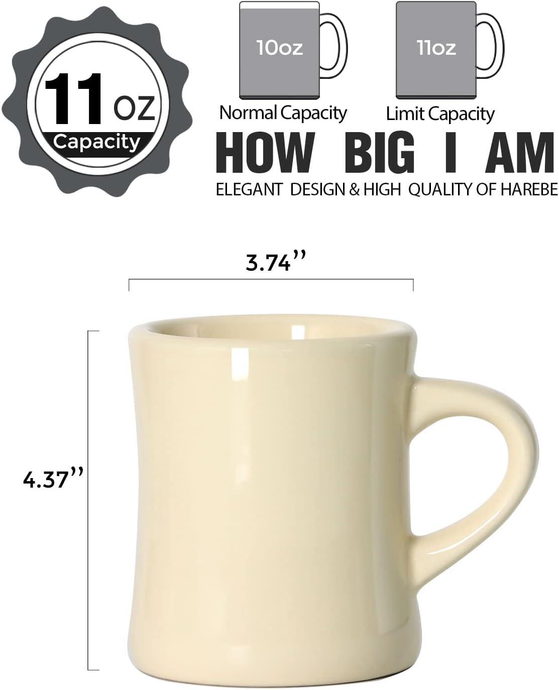 Cream Ceramic 10 oz Retro Diner Mug Set of 4