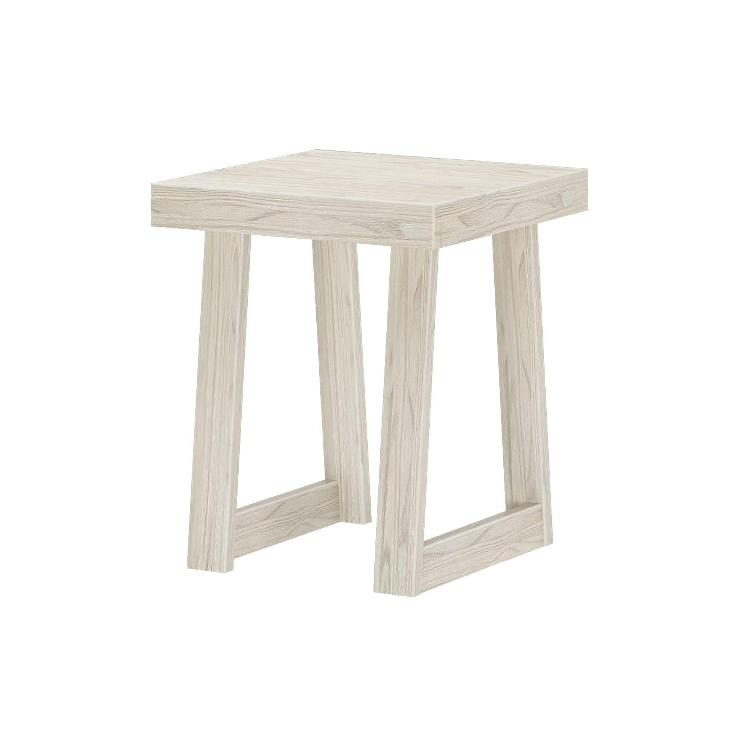 Plank+Beam Classic Square Side Table, Slim Side Table for Living Room, Nightstand for Small Spaces, Wood End Table for Bedroom, White Sand Wirebrush