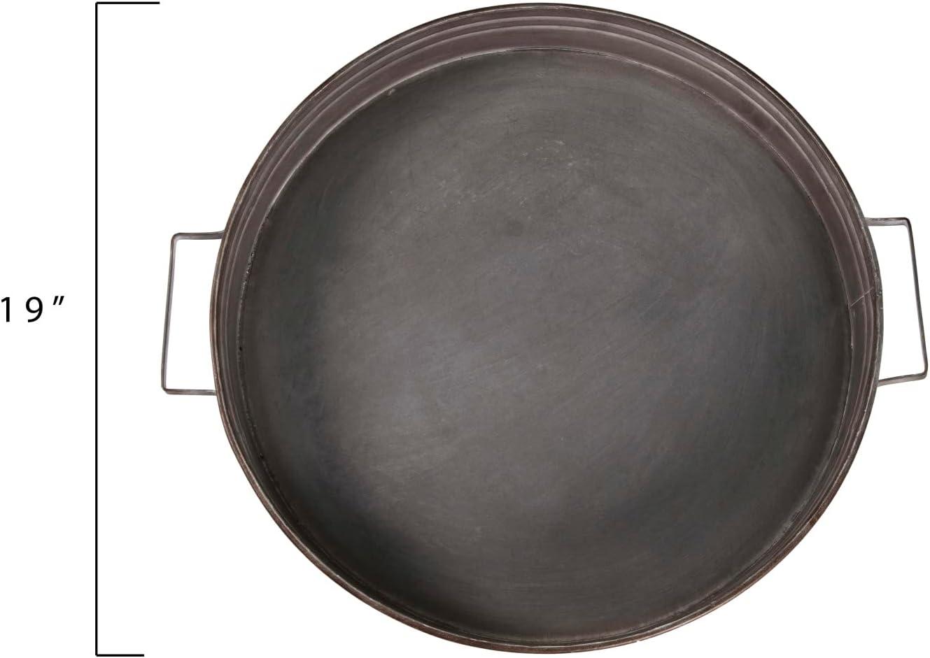 Creative Co-Op Round Decorative Iron Tray with Handles