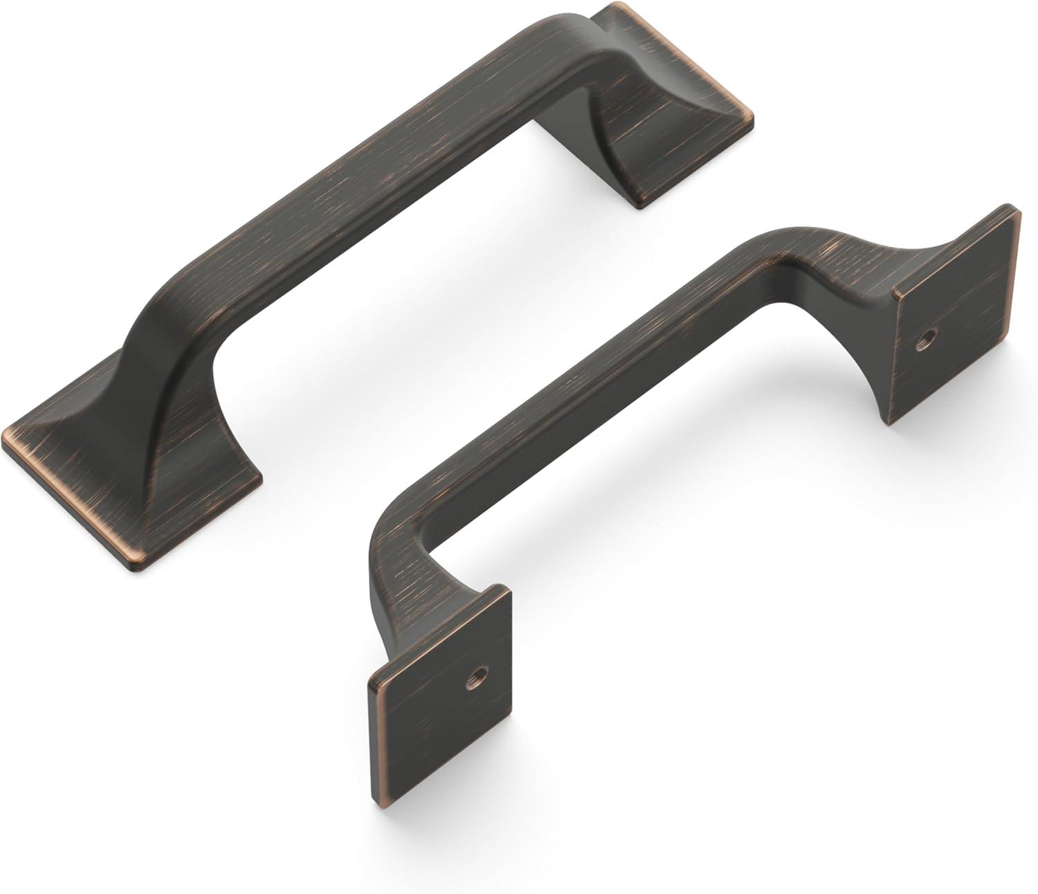 Hickory Hardware Forge Collection Handle Pull - 3" Center to Center Cabinet Pull Vintage Bronze - Farmhouse Hardware for Drawers & Cabinets (Set of 10)