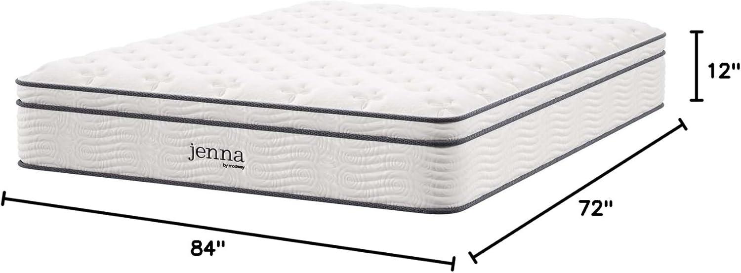 Modway Jenna 12" Innerspring and Foam California King Mattress in White