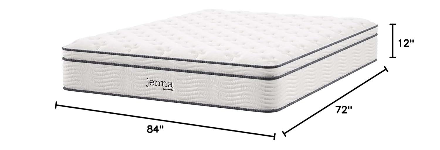 Modway Jenna 12" Innerspring and Foam California King Mattress in White