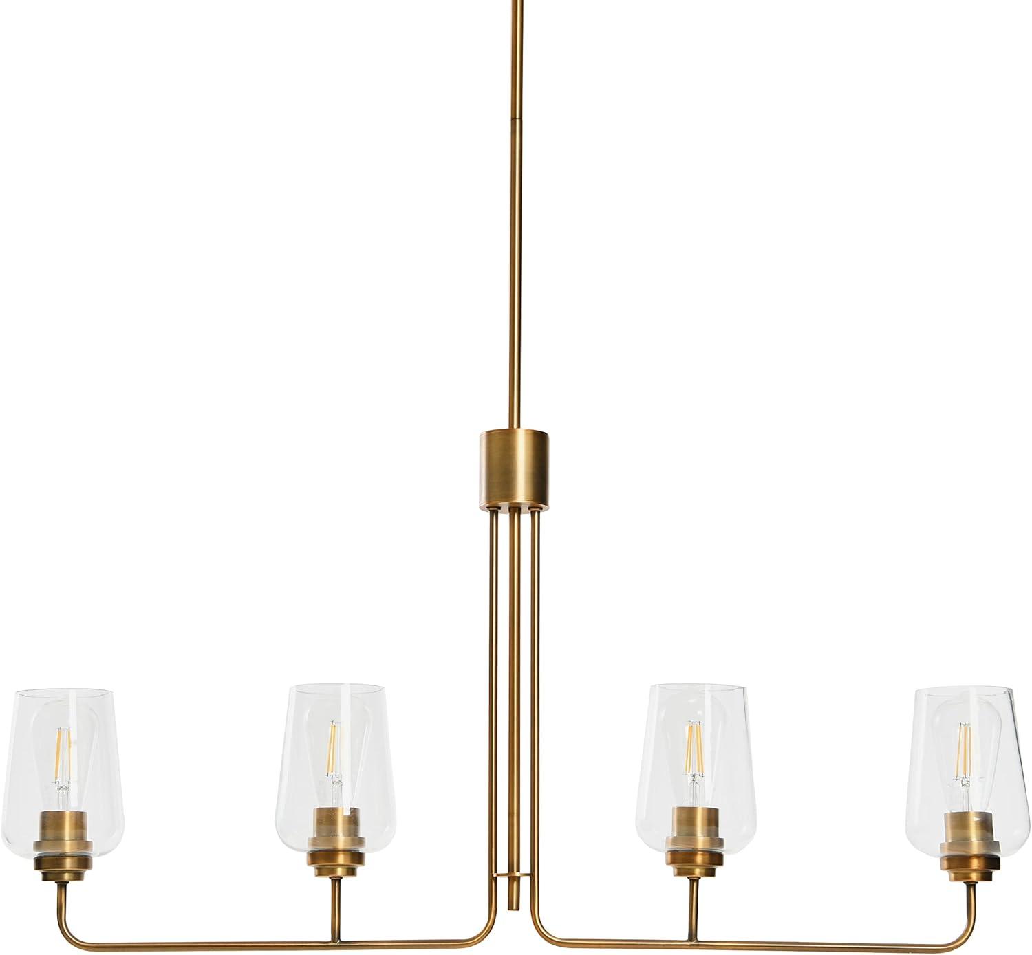 Storied Home Holden - Metal and Glass 4-Light Linear Chandelier, Brushed Bronze