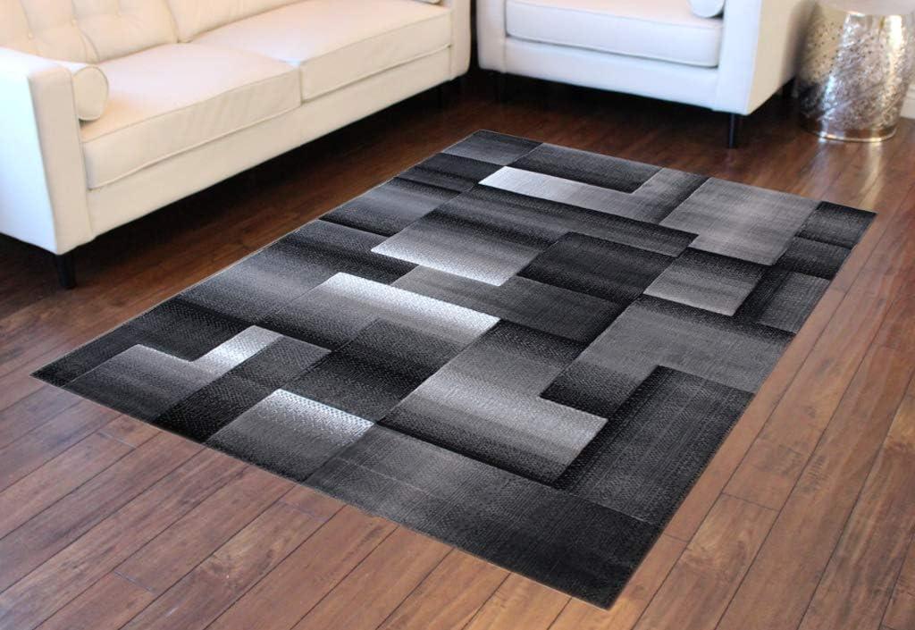 Masada Rugs Trendz Collection 5'x7' Modern Contemporary Area Rug in Black, White and Gray-Design Trz861