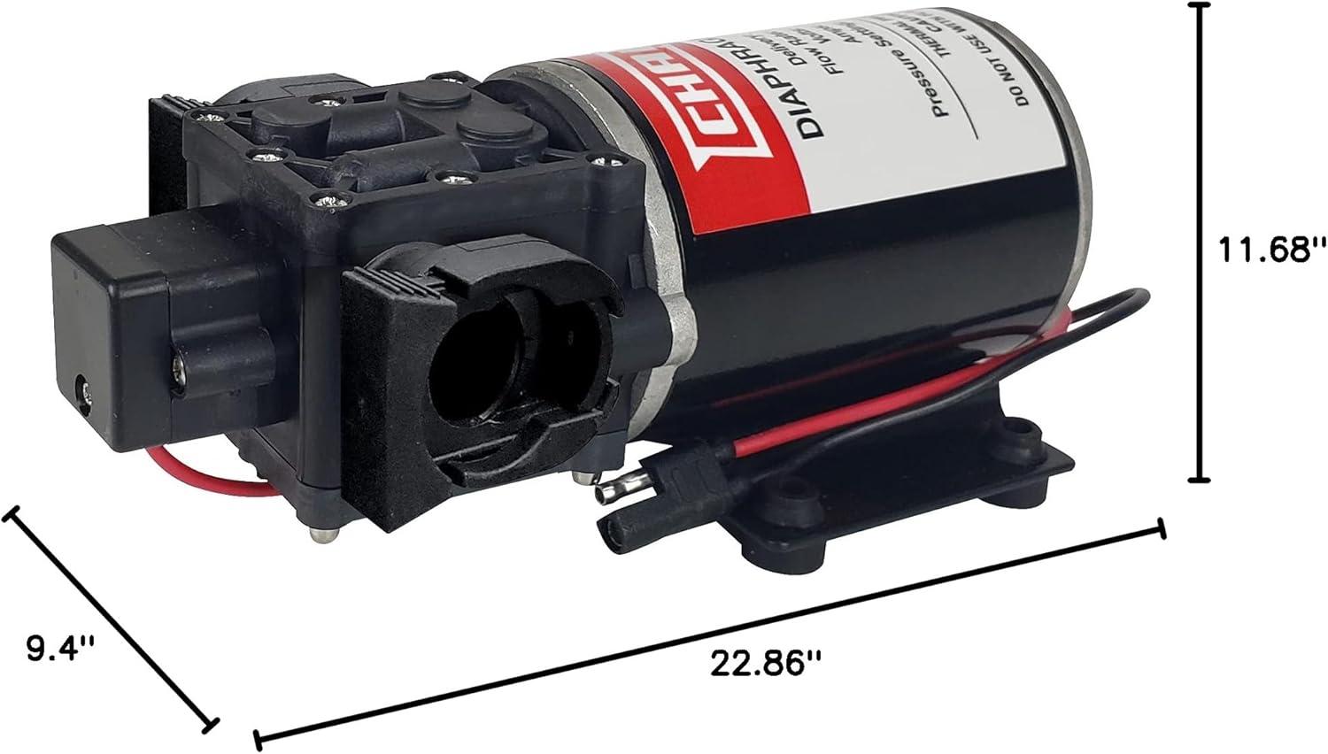 Black 12V Diaphragm Pump with Universal Mounting Base