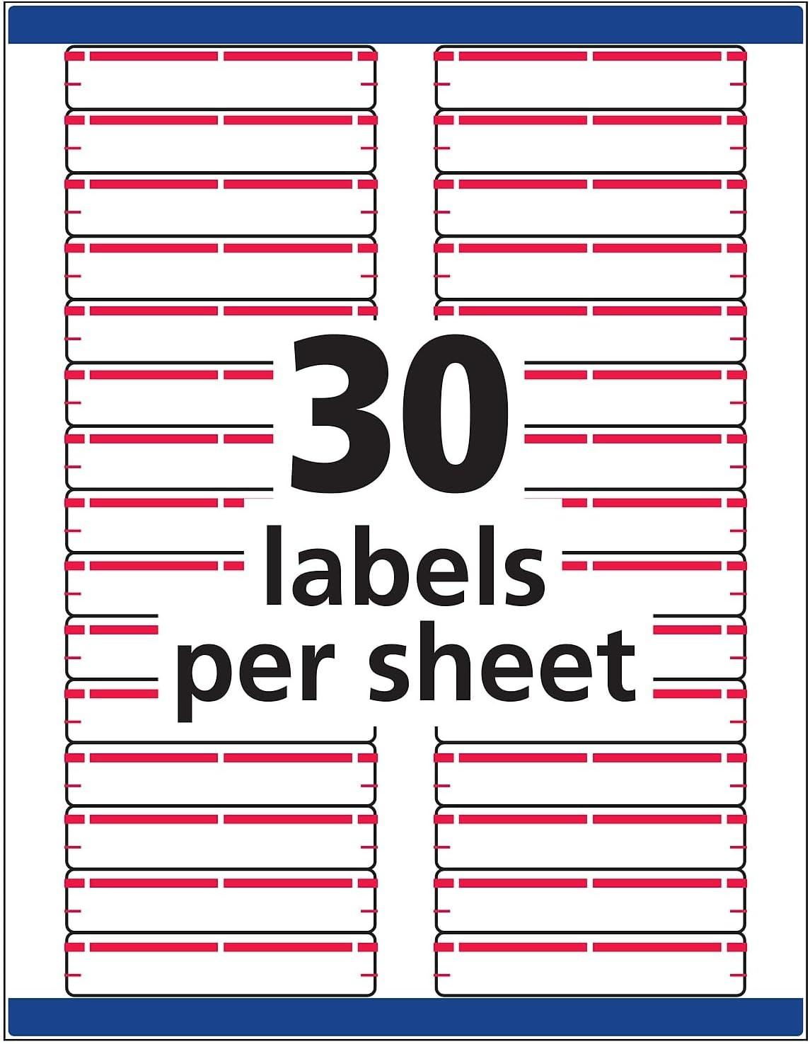 Avery File Folder Labels, 2/3" x 3-7/16", White/Red (5066)