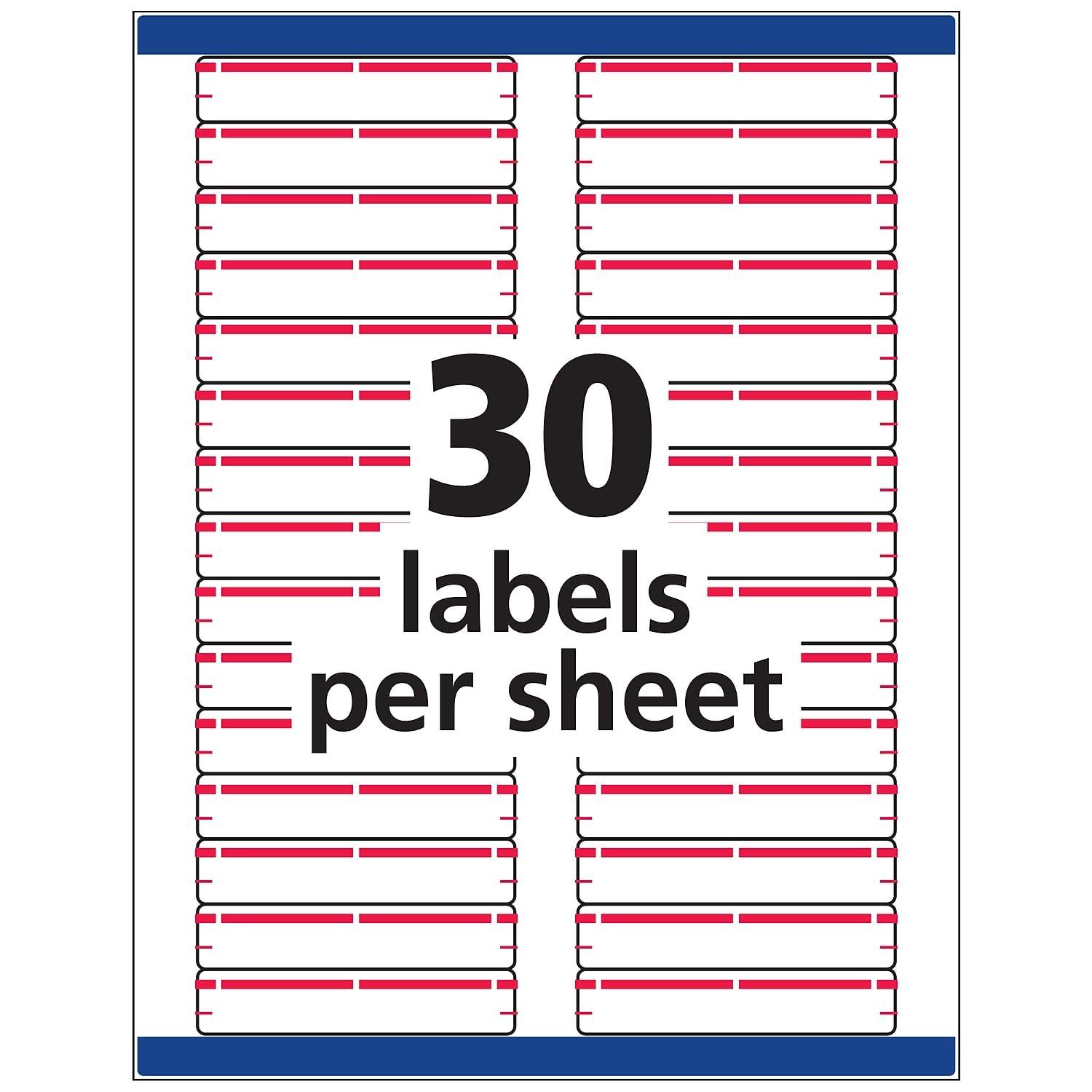 Avery File Folder Labels, 2/3" x 3-7/16", White/Red (5066)
