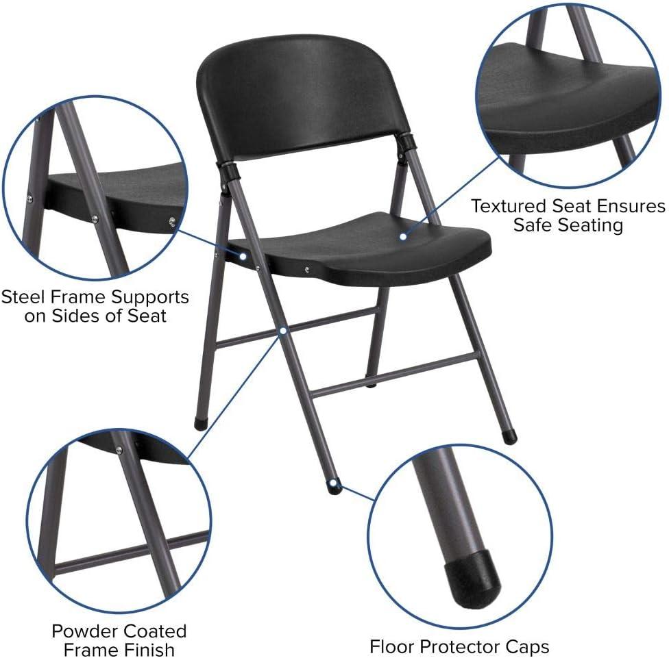 Flash Furniture 2 Pack HERCULES Series 330 lb. Capacity Plastic Folding Chair with Charcoal Frame