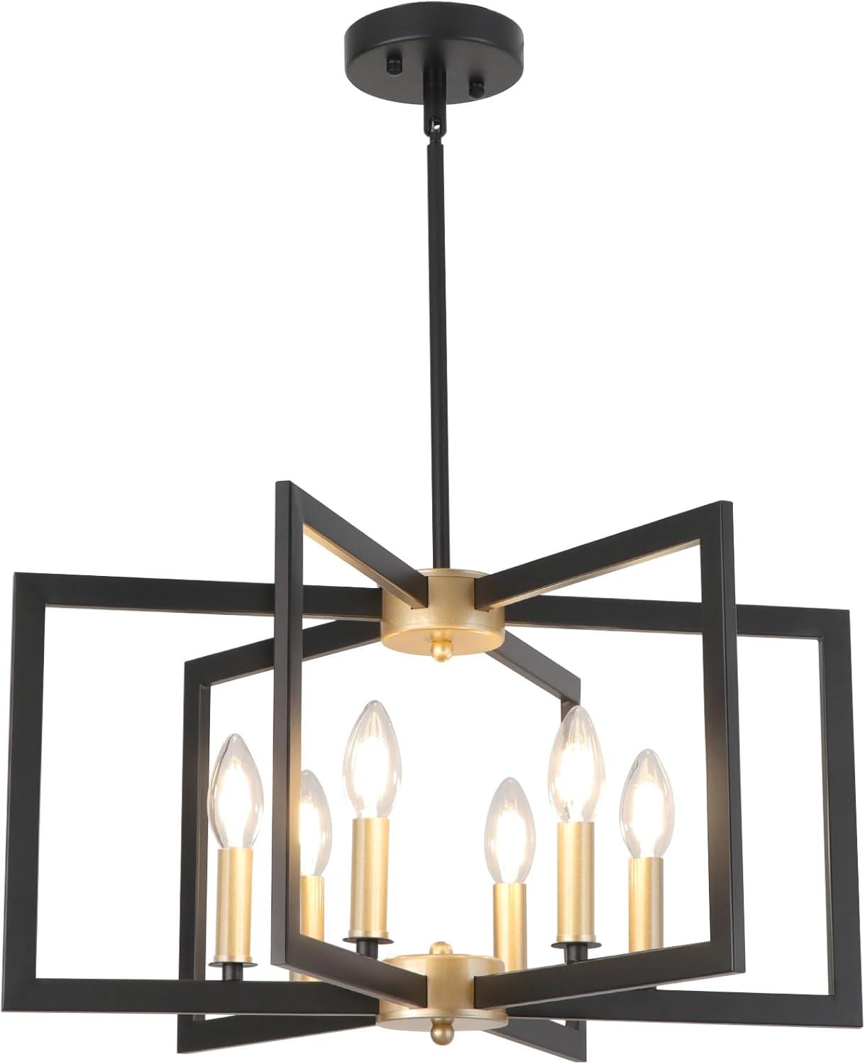 6-Light Farmhouse Lantern Geometric Chandelier