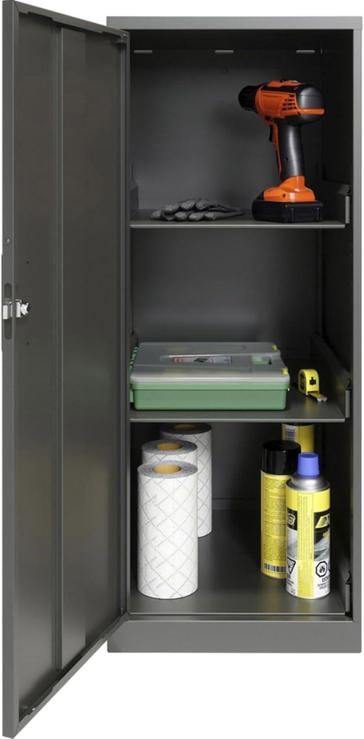 Lorell SOHO Steel Storage Cabinet 18" x 14.3" x 35.5" - 3 x Shelf(ves) - Lockable, Welded, Durable, Humidity Resistant, Temperature Resistant - Graphite - Steel - Recycled